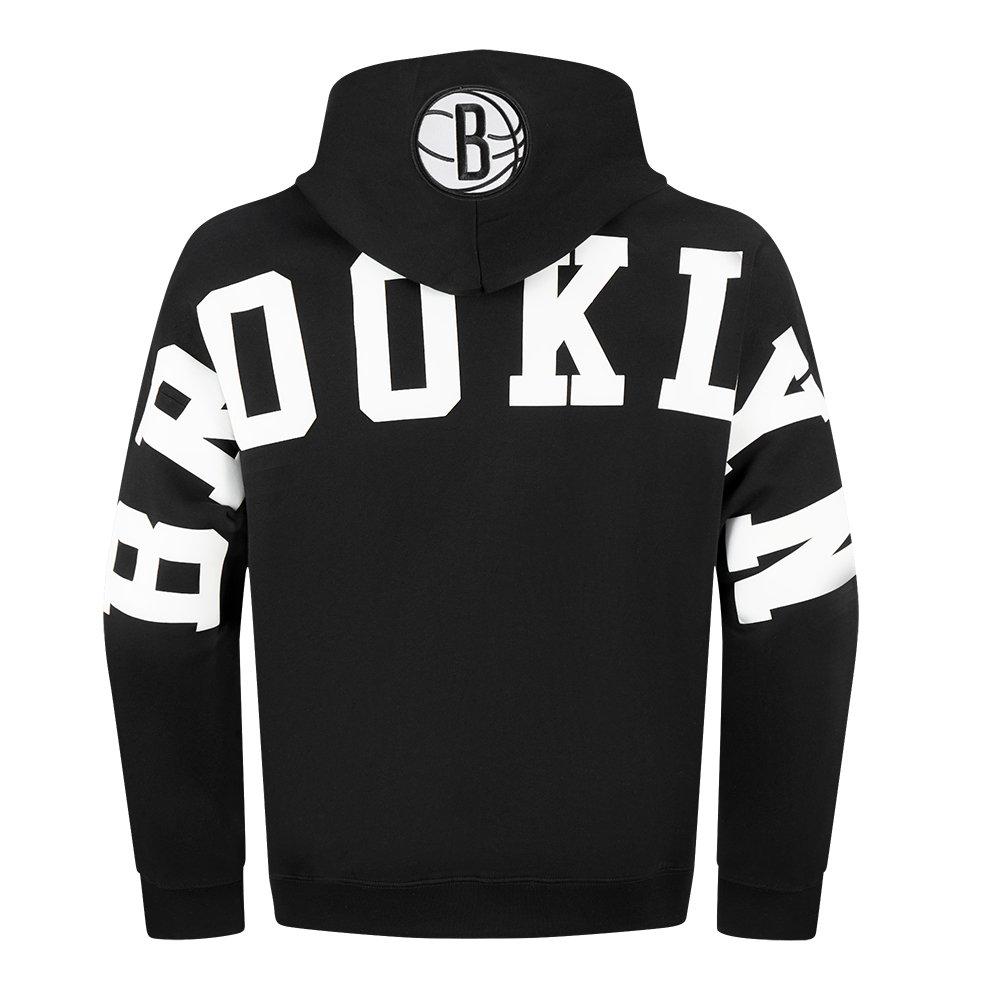 Pro Standard Men's NBA Brooklyn Nets Wingspan Drop Shoulder Fleece Hoodie - BLACK Thumbnail View 2