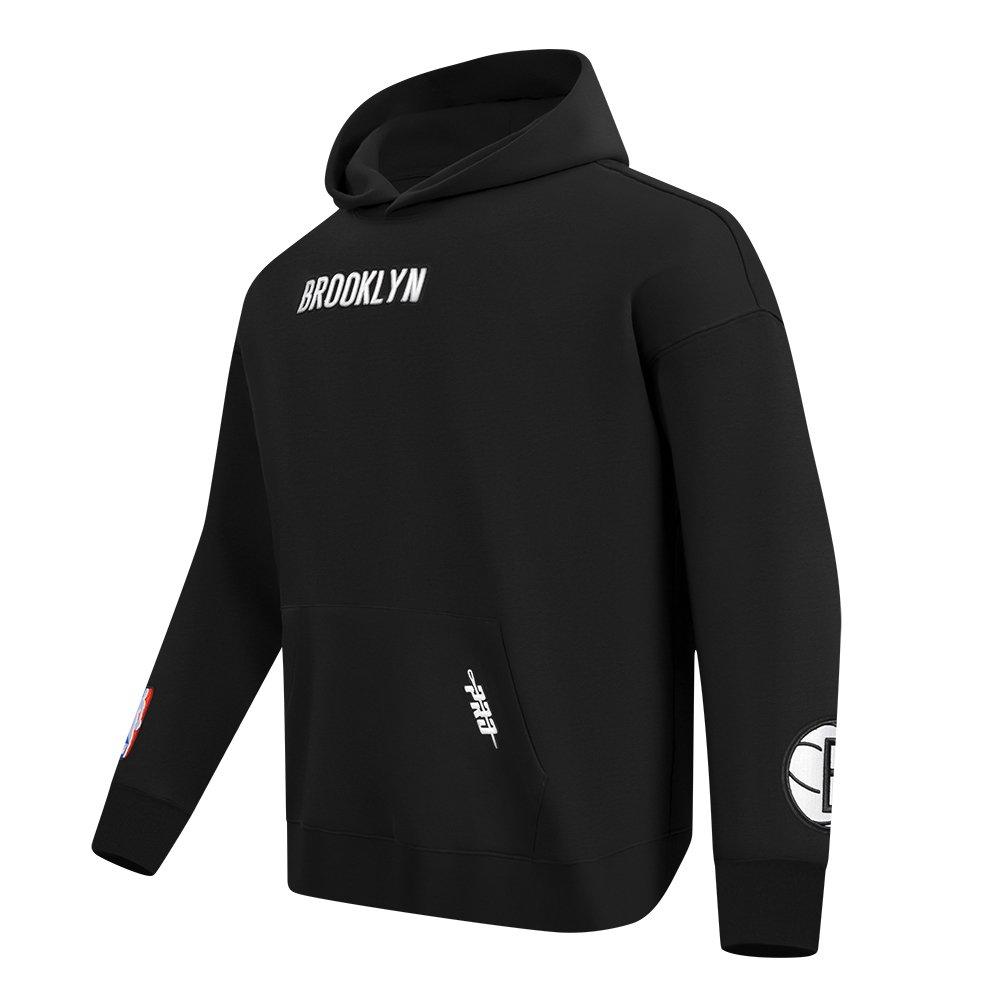 Pro Standard Men's NBA Brooklyn Nets Wingspan Drop Shoulder Fleece Hoodie - BLACK Thumbnail View 3