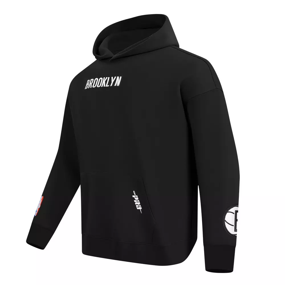 Pro Standard Men's NBA Brooklyn Nets Wingspan Drop Shoulder Fleece Hoodie - BLACK