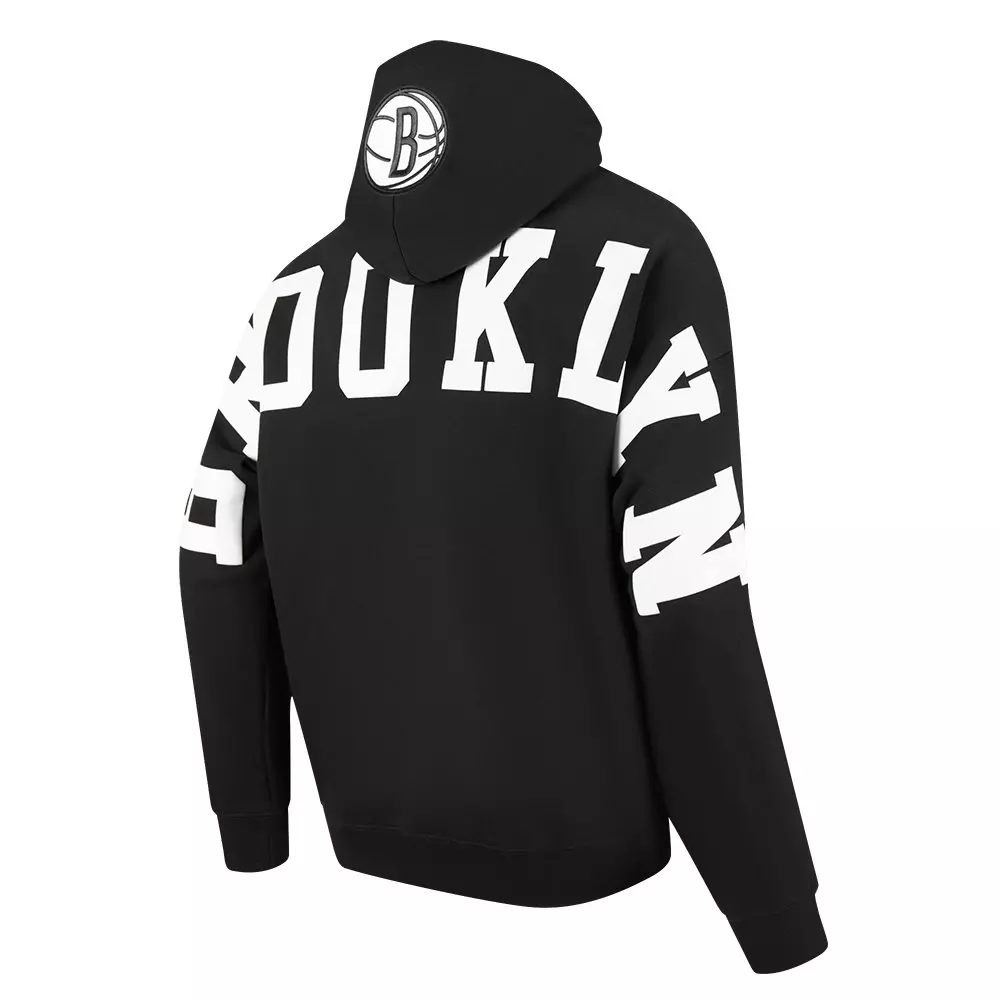 Pro Standard Men's NBA Brooklyn Nets Wingspan Drop Shoulder Fleece Hoodie - BLACK