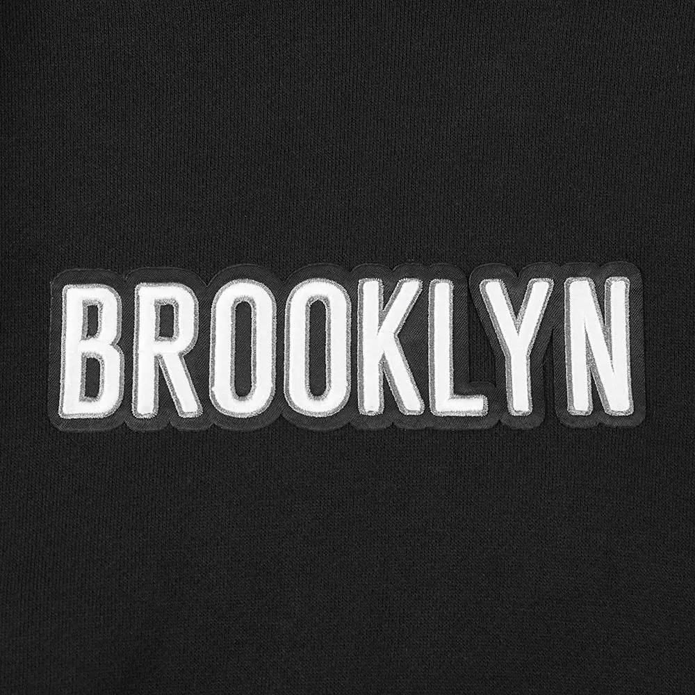 Pro Standard Men's NBA Brooklyn Nets Wingspan Drop Shoulder Fleece Hoodie - BLACK