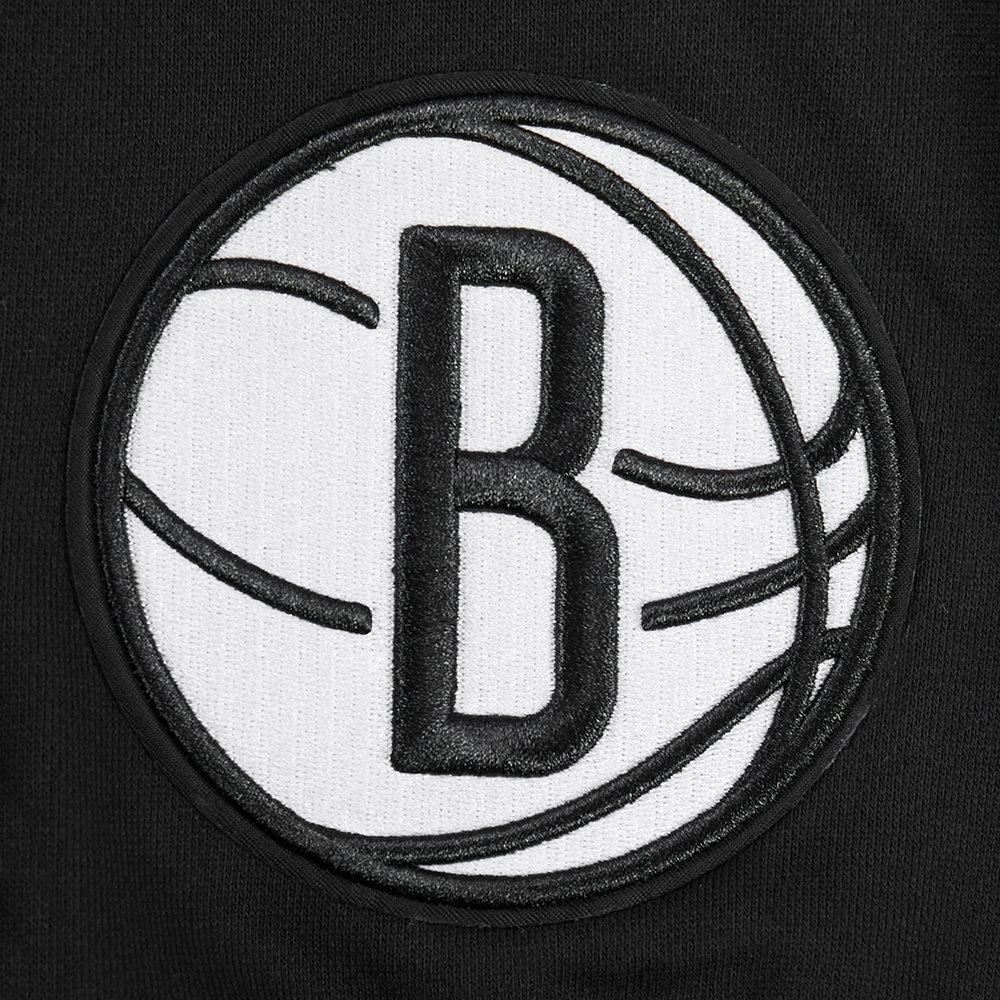 Pro Standard Men's NBA Brooklyn Nets Wingspan Drop Shoulder Fleece Hoodie - BLACK Thumbnail View 6