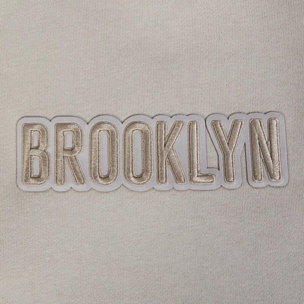 Pro Standard Men's NBA Brooklyn Nets Wingspan Drop Shoulder Fleece Hoodie - TAN Thumbnail View 5