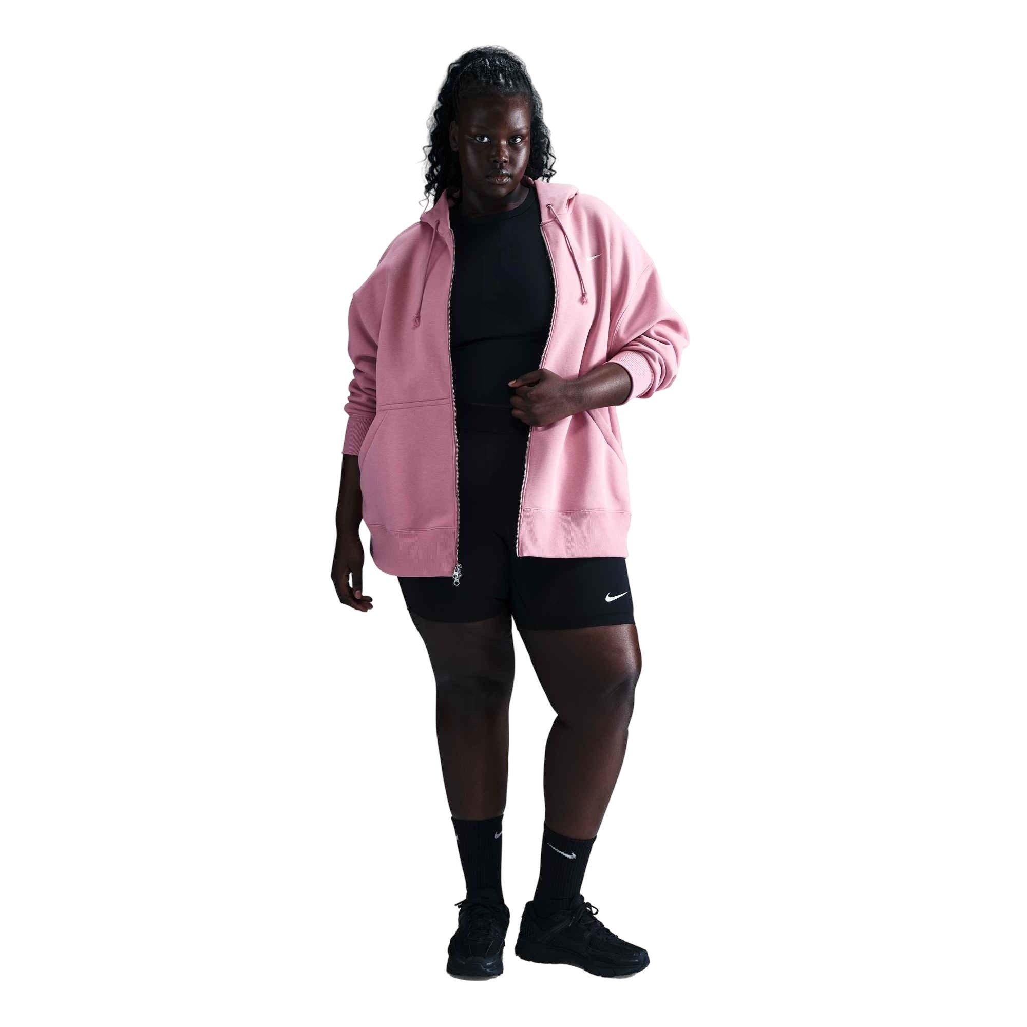 Nike Women's Sportswear Phoenix Fleece Oversized Hooded Full-Zip Jacket - Pink - PINK Thumbnail View 4