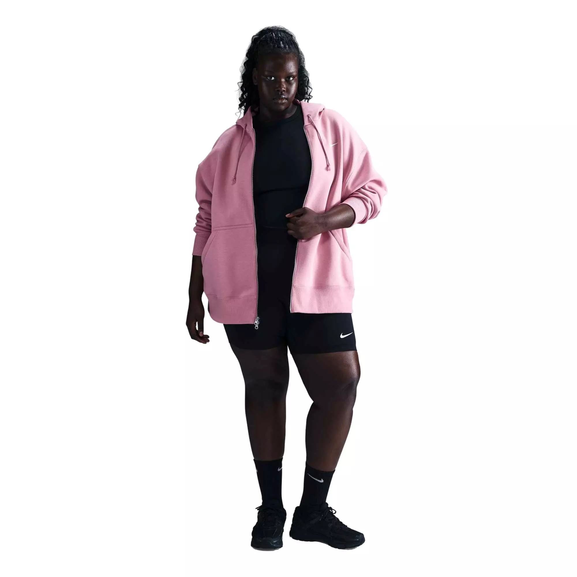 Nike Women's Sportswear Phoenix Fleece Oversized Hooded Full-Zip Jacket - Pink - PINK