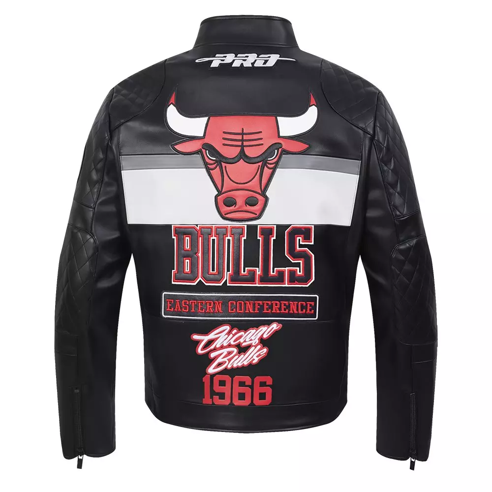 Pro Standard Men's NBA Chicago Bulls Moto Jacket -Black/White - BLACK/WHITE