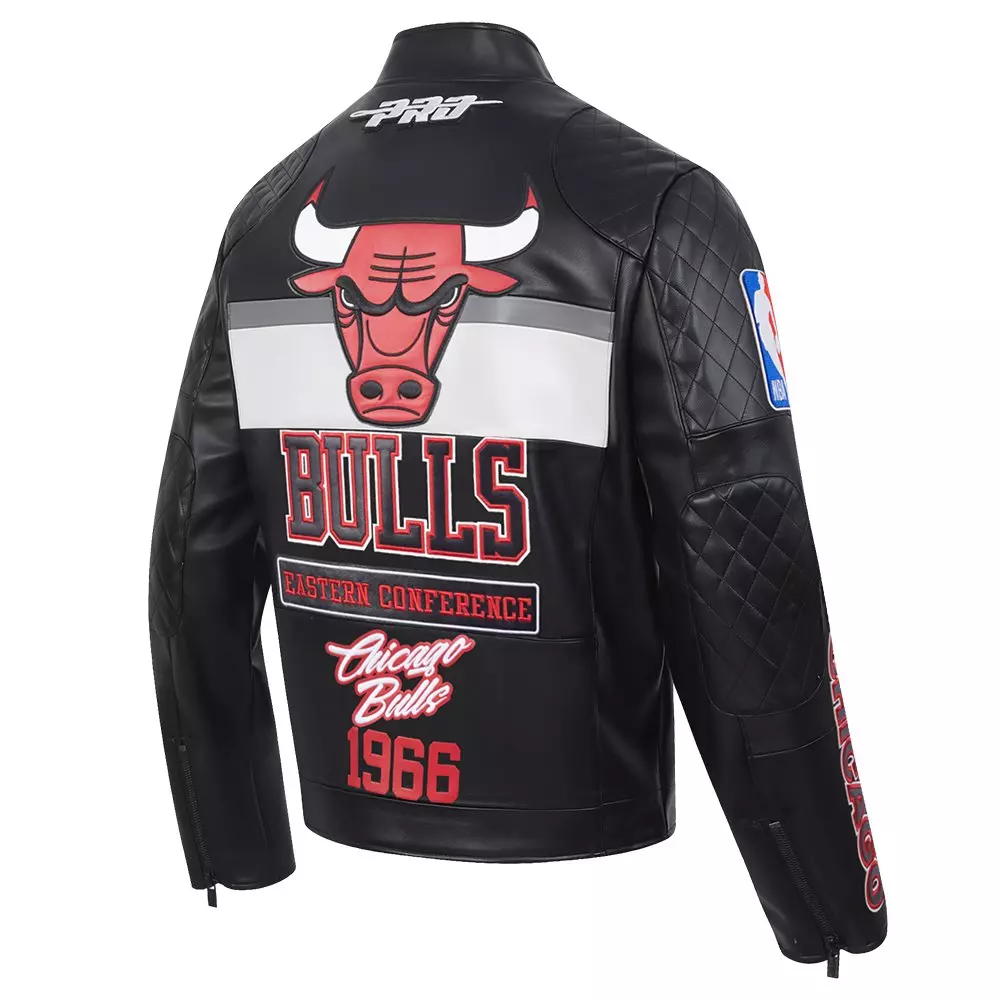 Pro Standard Men's NBA Chicago Bulls Moto Jacket -Black/White - BLACK/WHITE