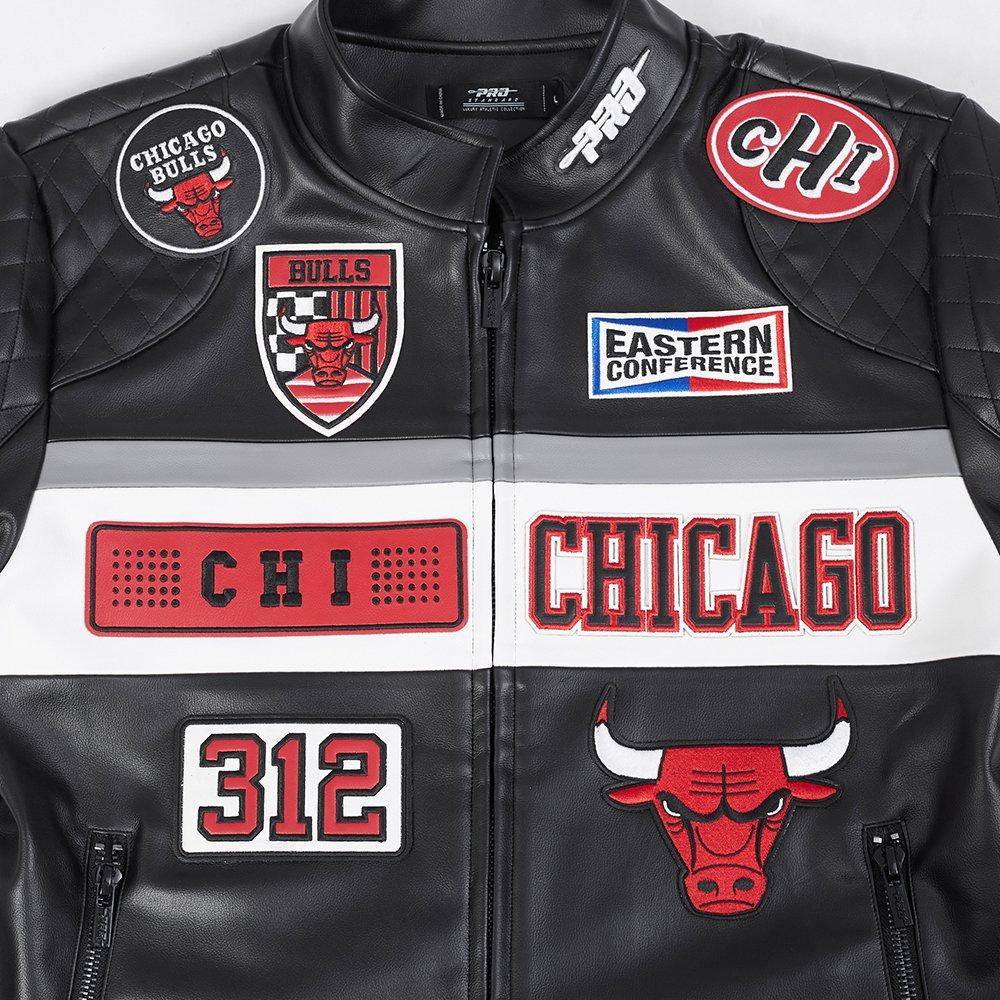 Pro Standard Men's NBA Chicago Bulls Moto Jacket -Black/White - BLACK/WHITE Thumbnail View 5
