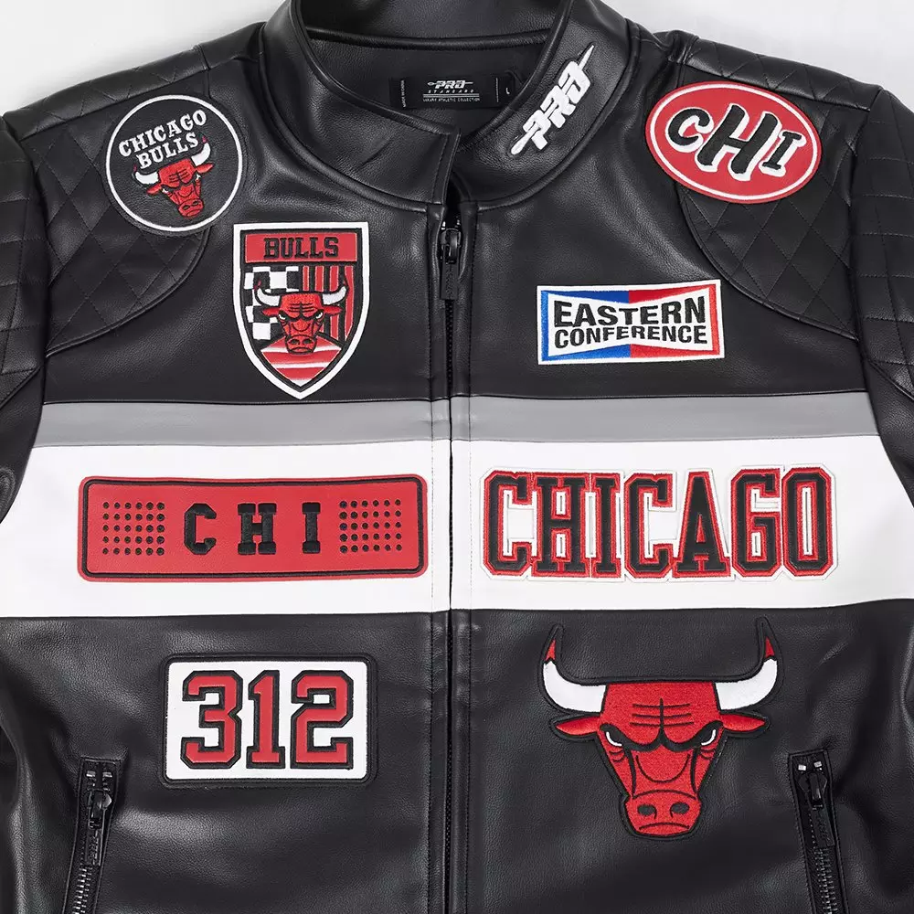 Pro Standard Men's NBA Chicago Bulls Moto Jacket -Black/White - BLACK/WHITE