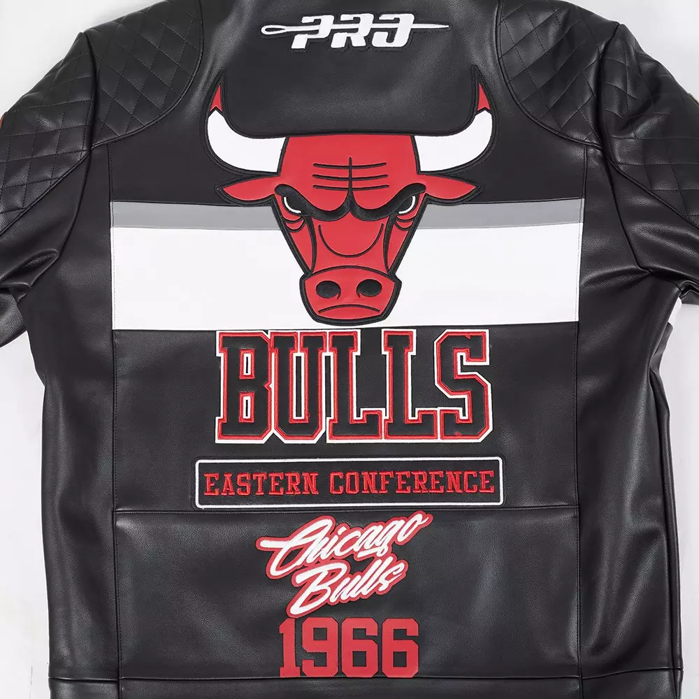 Pro Standard Men's NBA Chicago Bulls Moto Jacket -Black/White - BLACK/WHITE