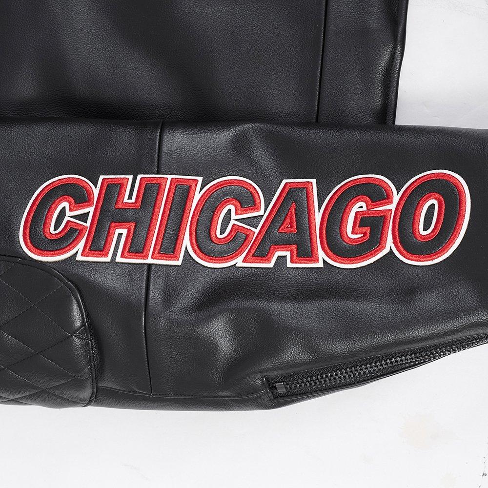 Pro Standard Men's NBA Chicago Bulls Moto Jacket -Black/White - BLACK/WHITE Thumbnail View 9