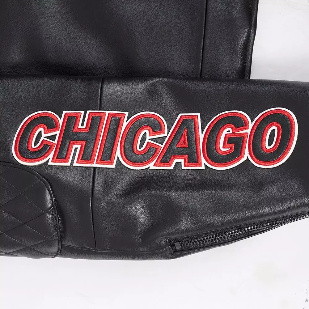 Pro Standard Men's NBA Chicago Bulls Moto Jacket -Black/White - BLACK/WHITE