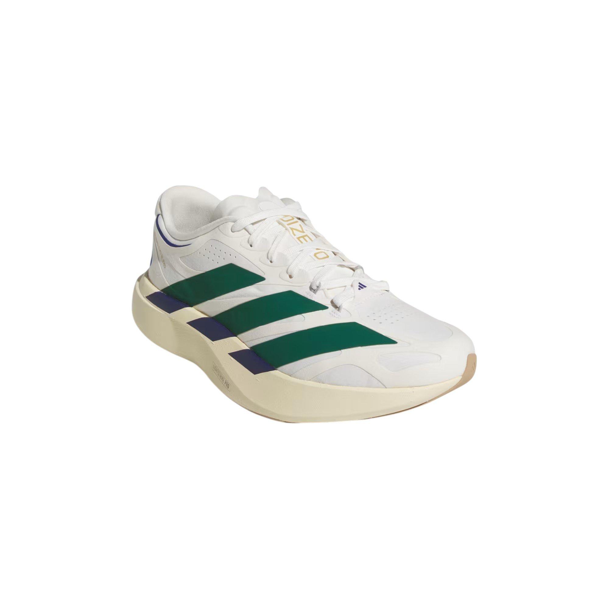 adidas Adizero EVO SL EXO Suede "Core White/Collegiate Green/Cream White" Men's Running Shoe - WHITE/GREEN/CREAM