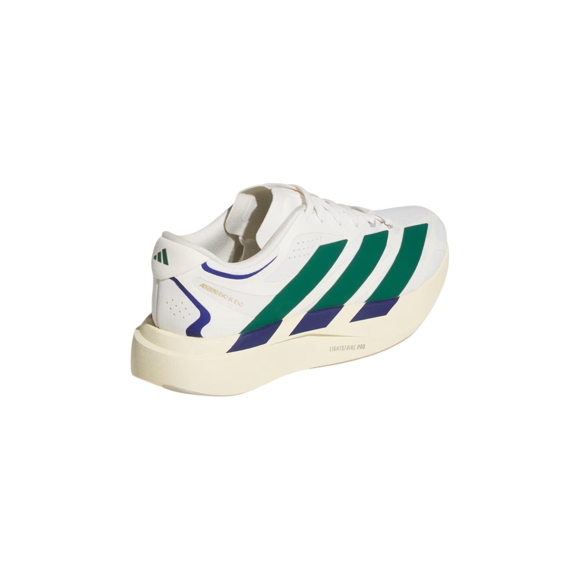 adidas Adizero EVO SL EXO Suede "Core White/Collegiate Green/Cream White" Men's Running Shoe - WHITE/GREEN/CREAM