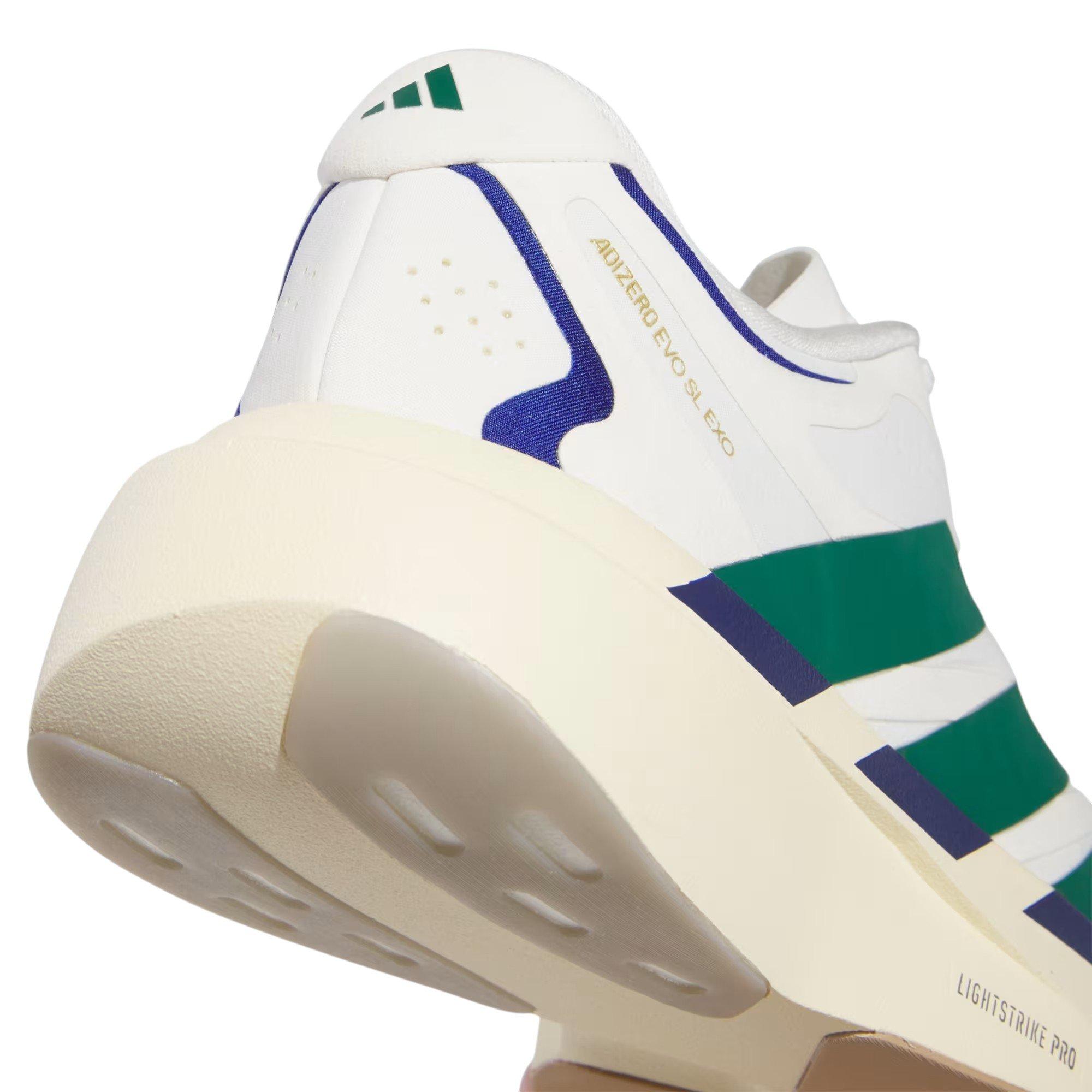 adidas Adizero EVO SL EXO Suede "Core White/Collegiate Green/Cream White" Men's Running Shoe - WHITE/GREEN/CREAM