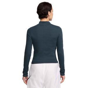 Nike Women's Sportswear Essential Ribbed Mock-Neck Long-Sleeve Top - Navy​