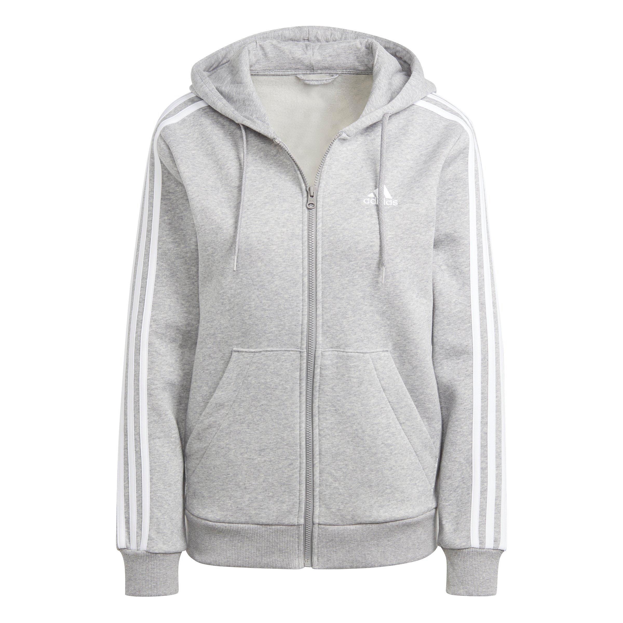 adidas Women's Essentials Full Zip Hooded Jacket - Grey - GREY Thumbnail View 7