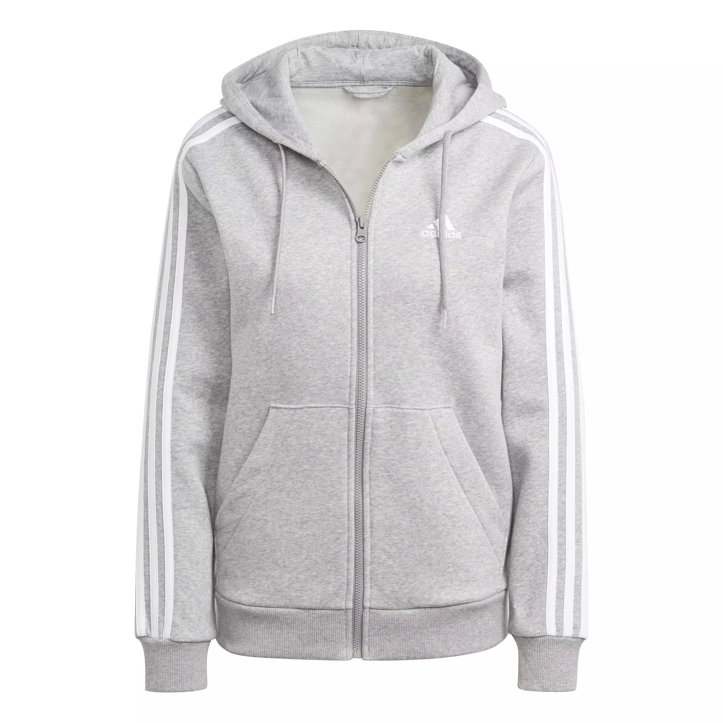 adidas Women's Essentials Full Zip Hooded Jacket - Grey - GREY