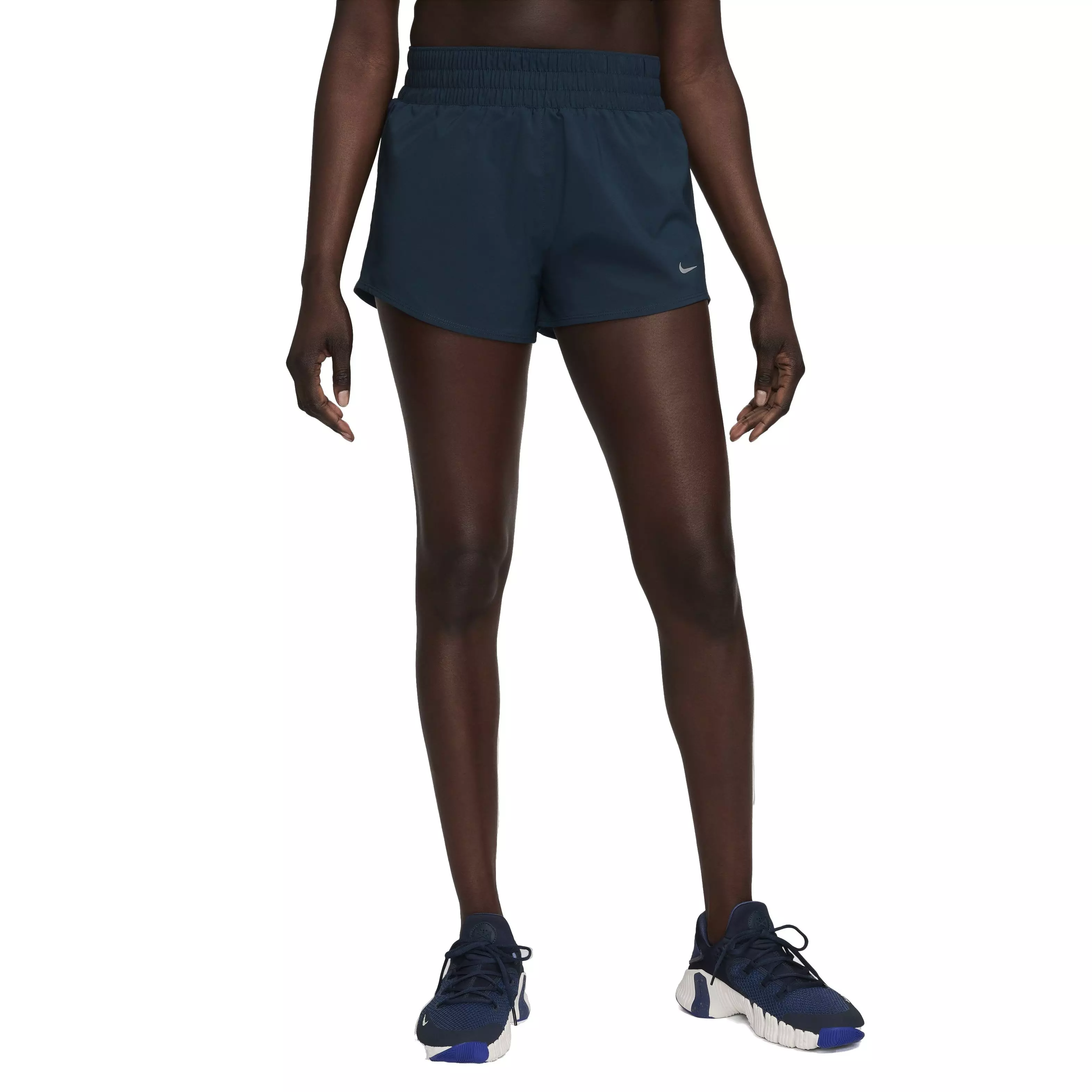 Nike Women's One Dri-FIT Mid-Rise 3" Brief-Lined Shorts - Armory Navy - ARMORY NAVY