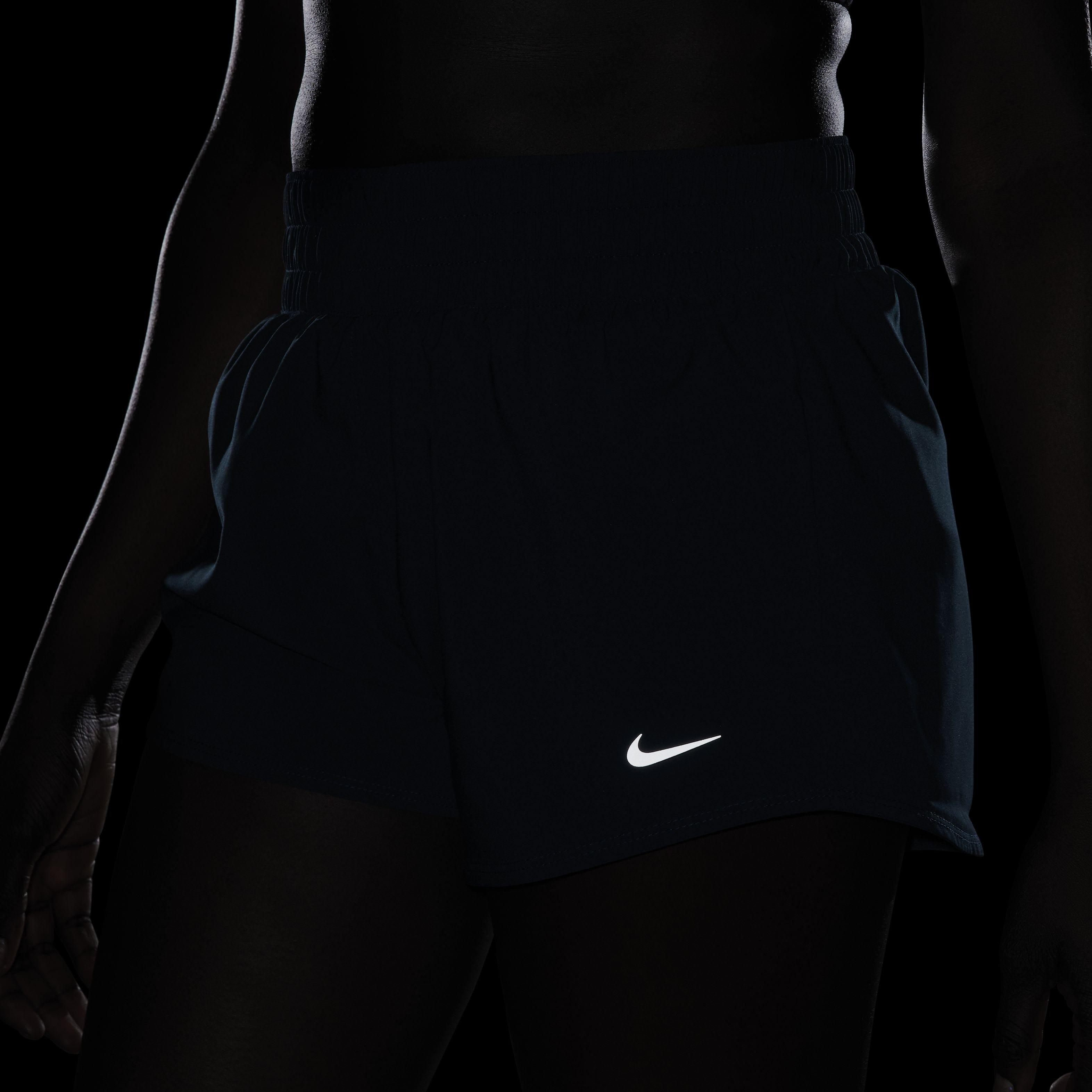 Nike Women's One Dri-FIT Mid-Rise 3" Brief-Lined Shorts - Navy - NAVY Thumbnail View 8