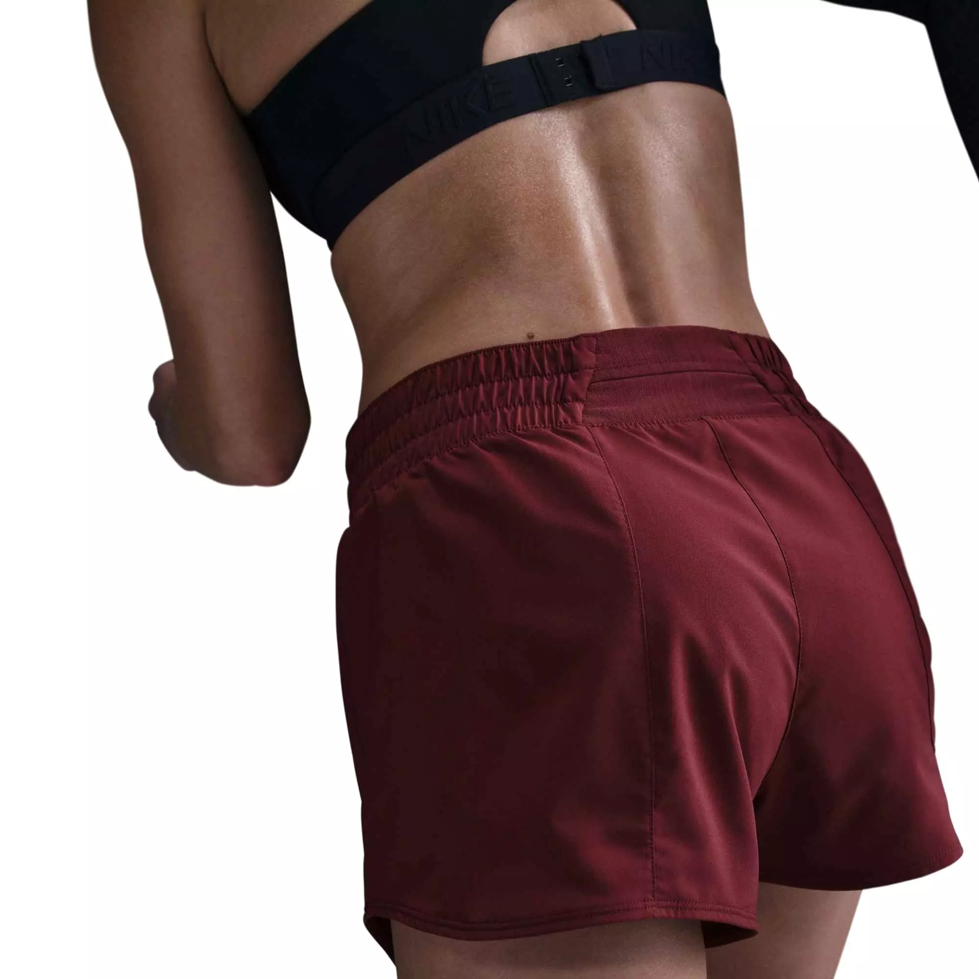 Nike Women's One Dri-FIT Mid-Rise 3" Brief-Lined Shorts -Dk Red - DK RED