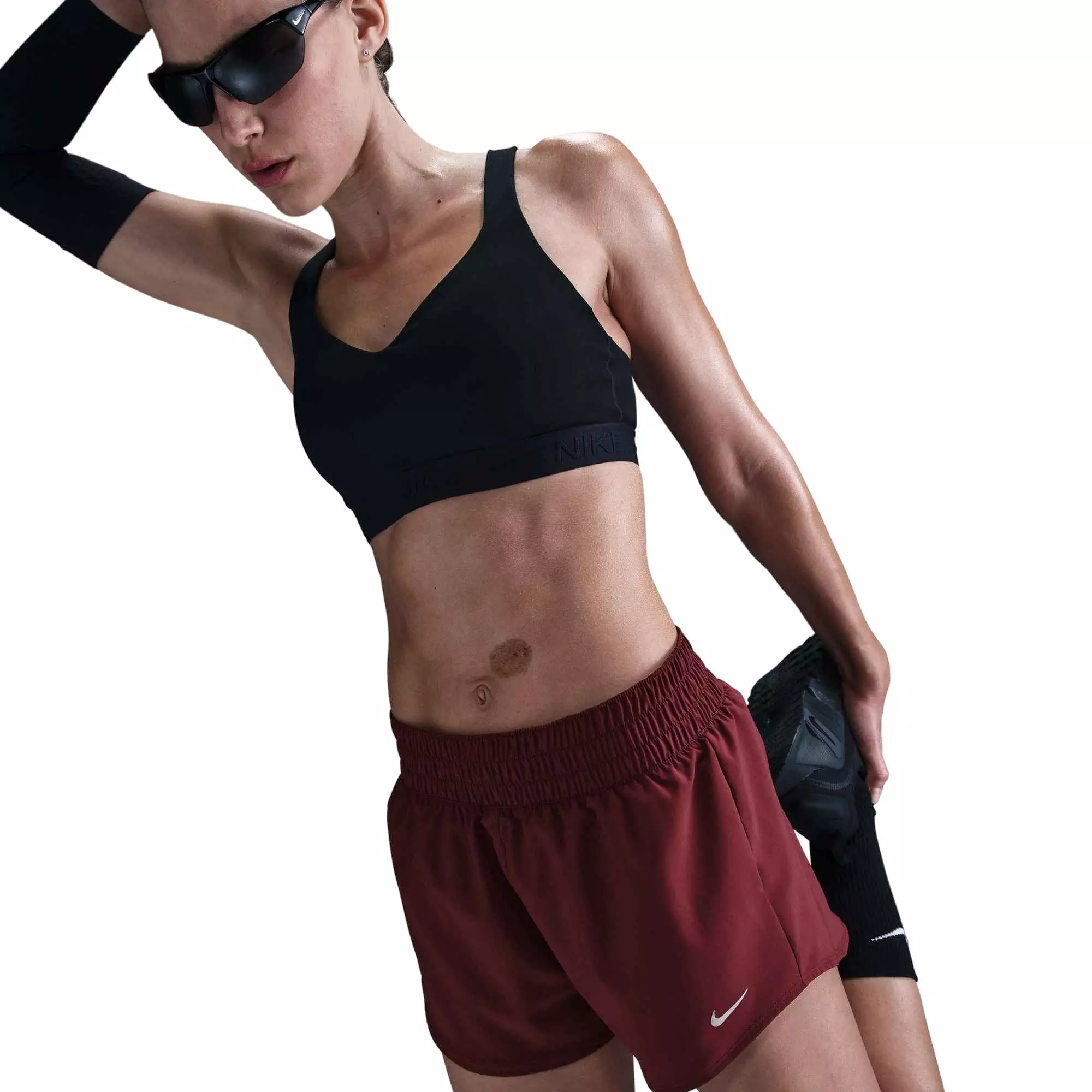 Nike Women's One Dri-FIT Mid-Rise 3" Brief-Lined Shorts - Dk Red - DK RED