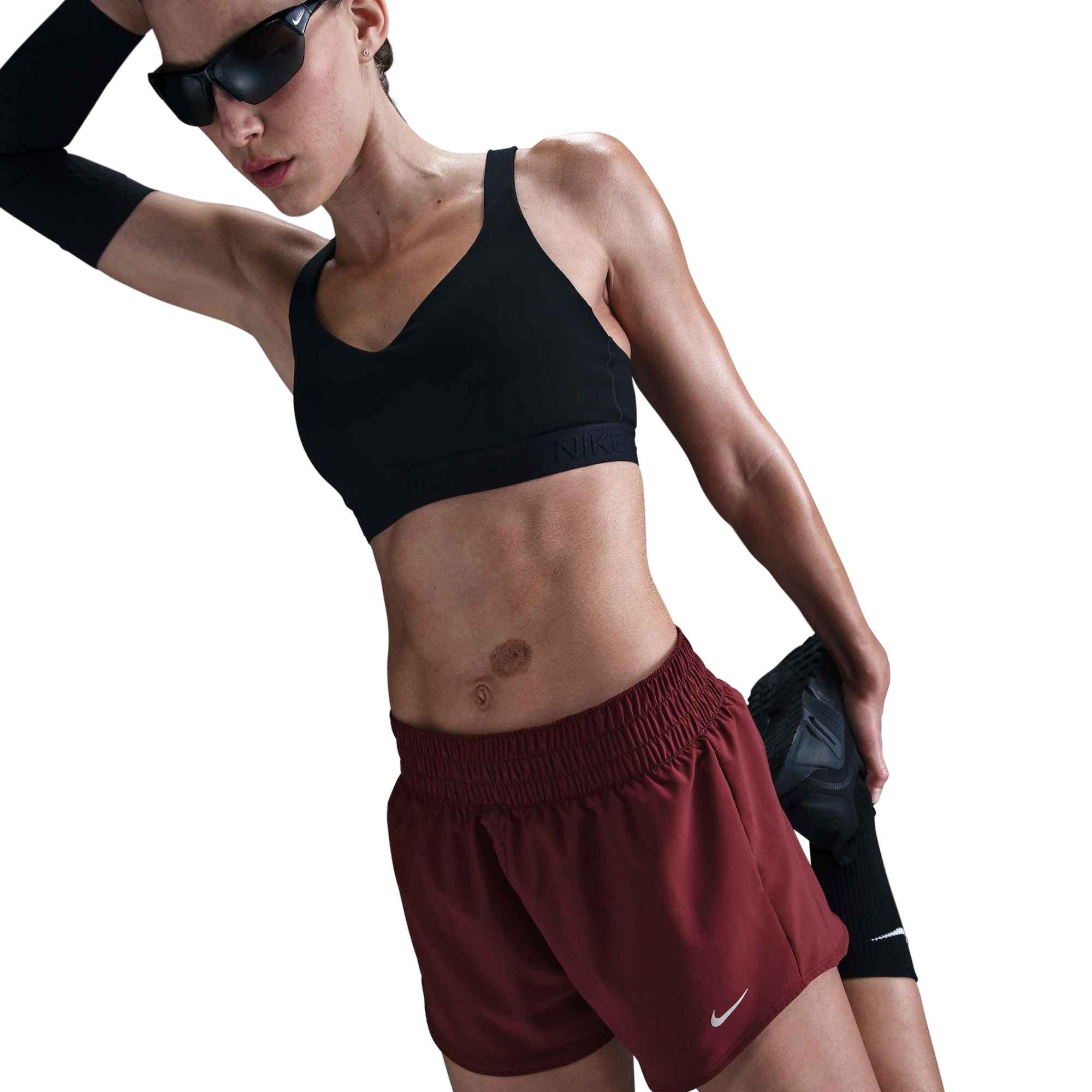 Nike Women's One Dri-FIT Mid-Rise 3" Brief-Lined Shorts -Dk Red - DK RED Thumbnail View 3