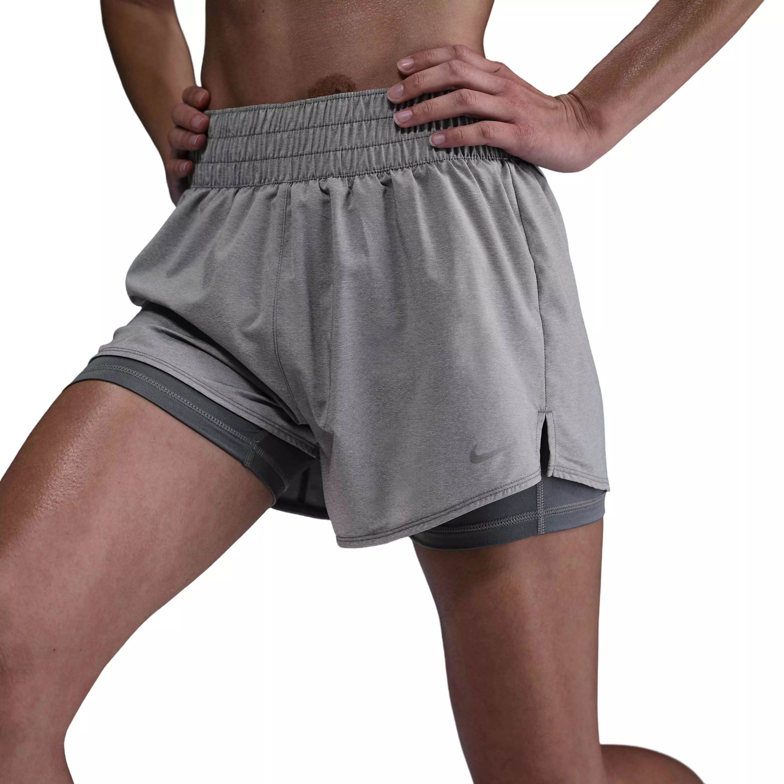 Nike Women's One Dri-FIT High-Waisted 3" 2-in-1 Shorts - Grey - GREY