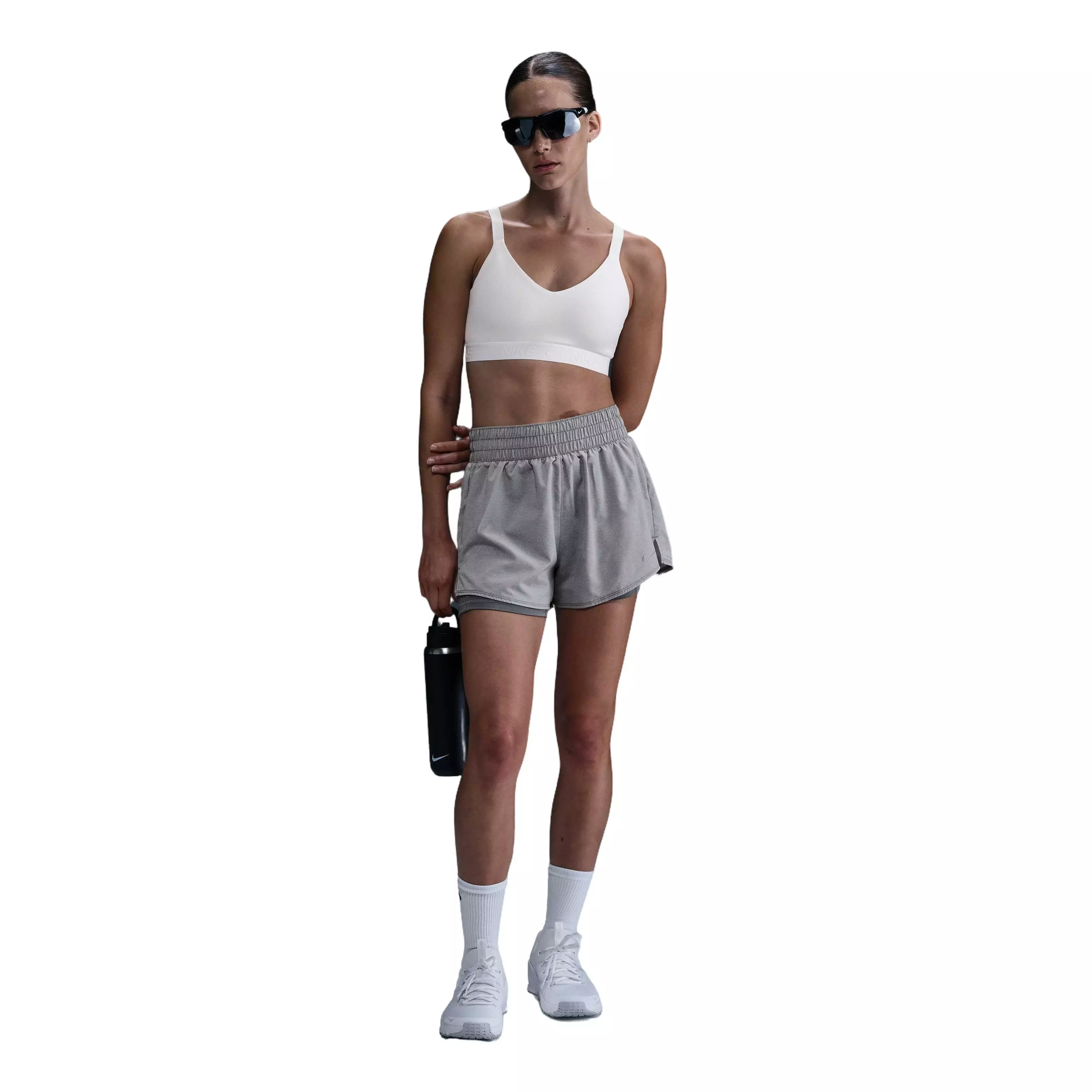 Nike Women's One Dri-FIT High-Waisted 3" 2-in-1 Shorts - Grey - GREY