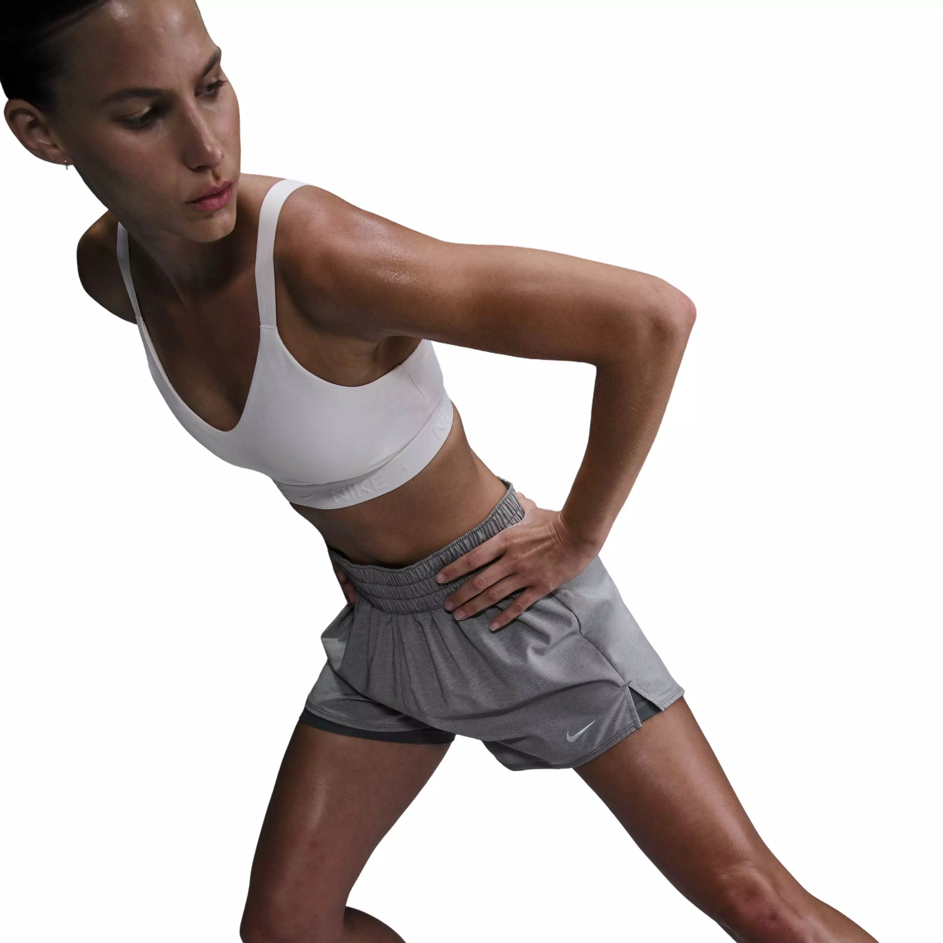 Nike Women's One Dri-FIT High-Waisted 3" 2-in-1 Shorts - Grey - GREY