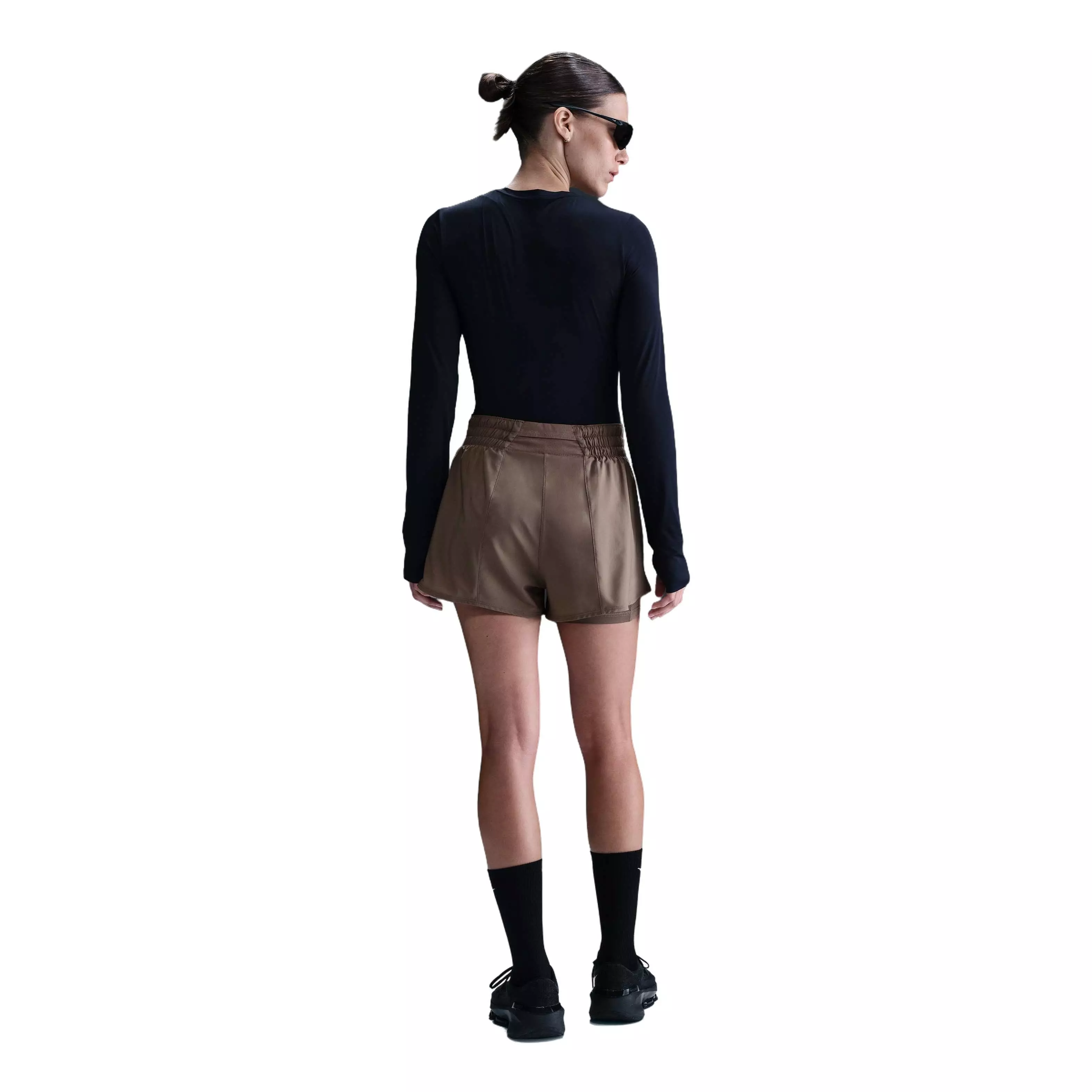 Nike Women's One Dri-FIT High-Waisted 3" 2-in-1 Shorts - Brown - BROWN