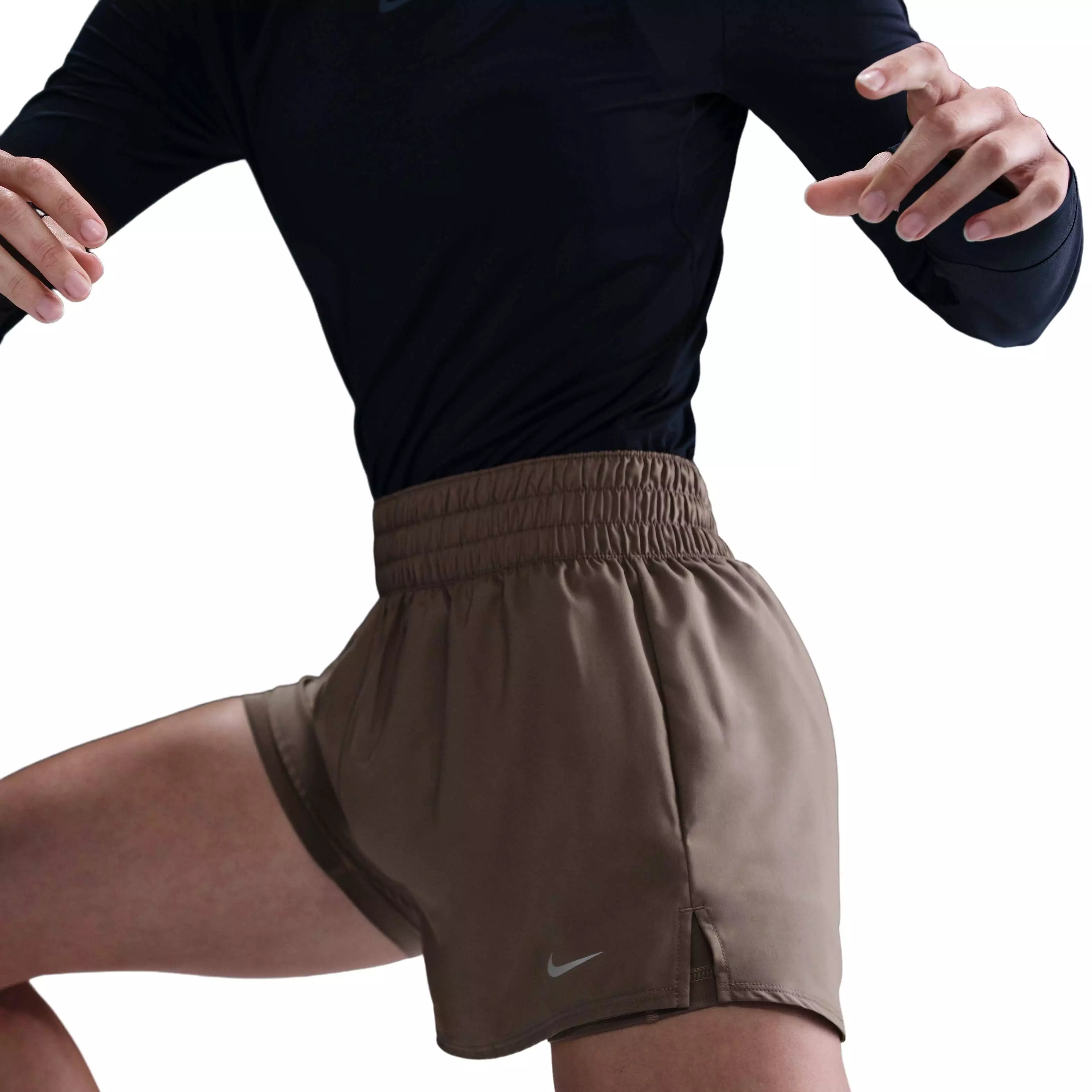 Nike Women's One Dri-FIT High-Waisted 3" 2-in-1 Shorts - Brown - BROWN