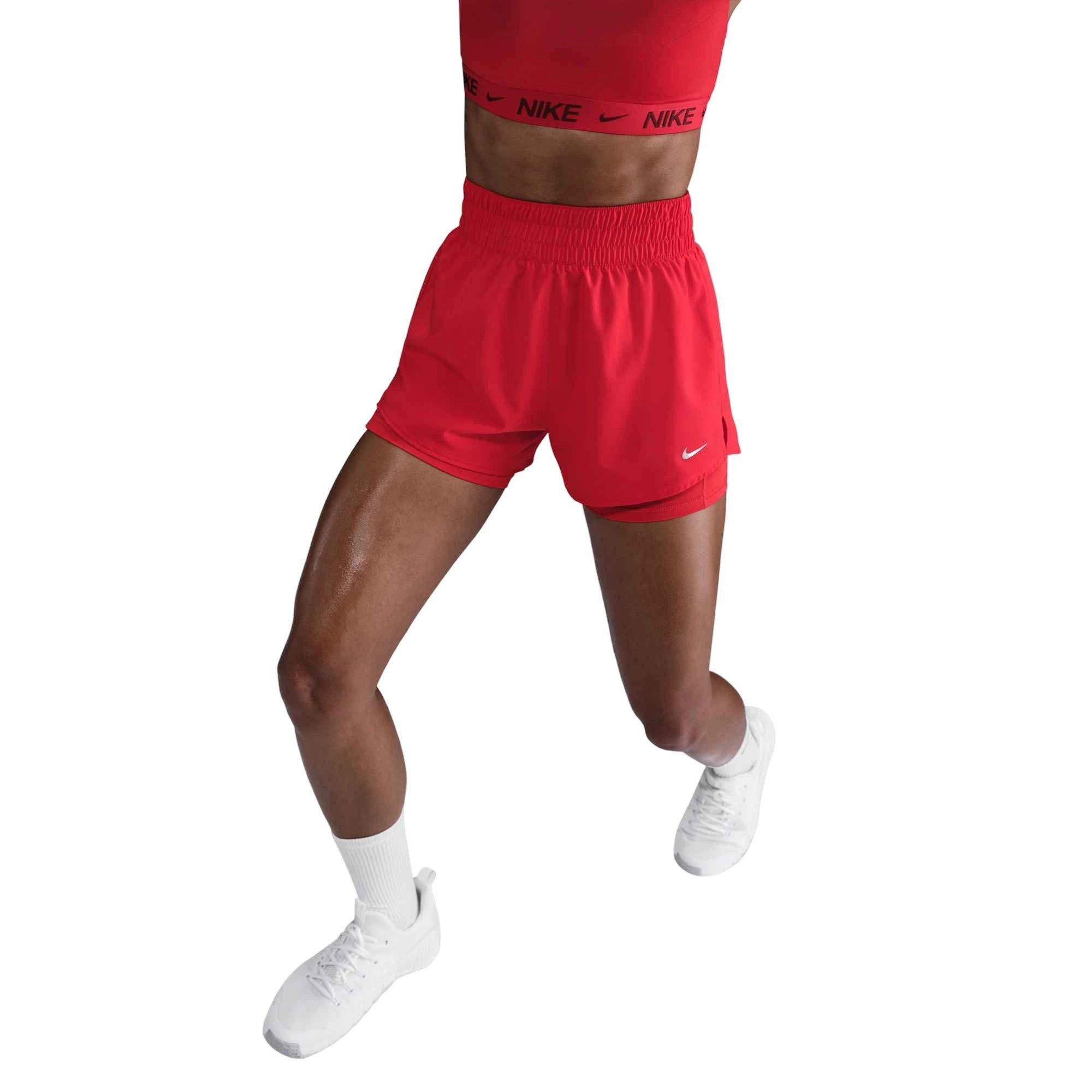 Nike Women's One Dri-FIT High-Waisted 3" 2-in-1 Shorts - Red - RED Thumbnail View 1
