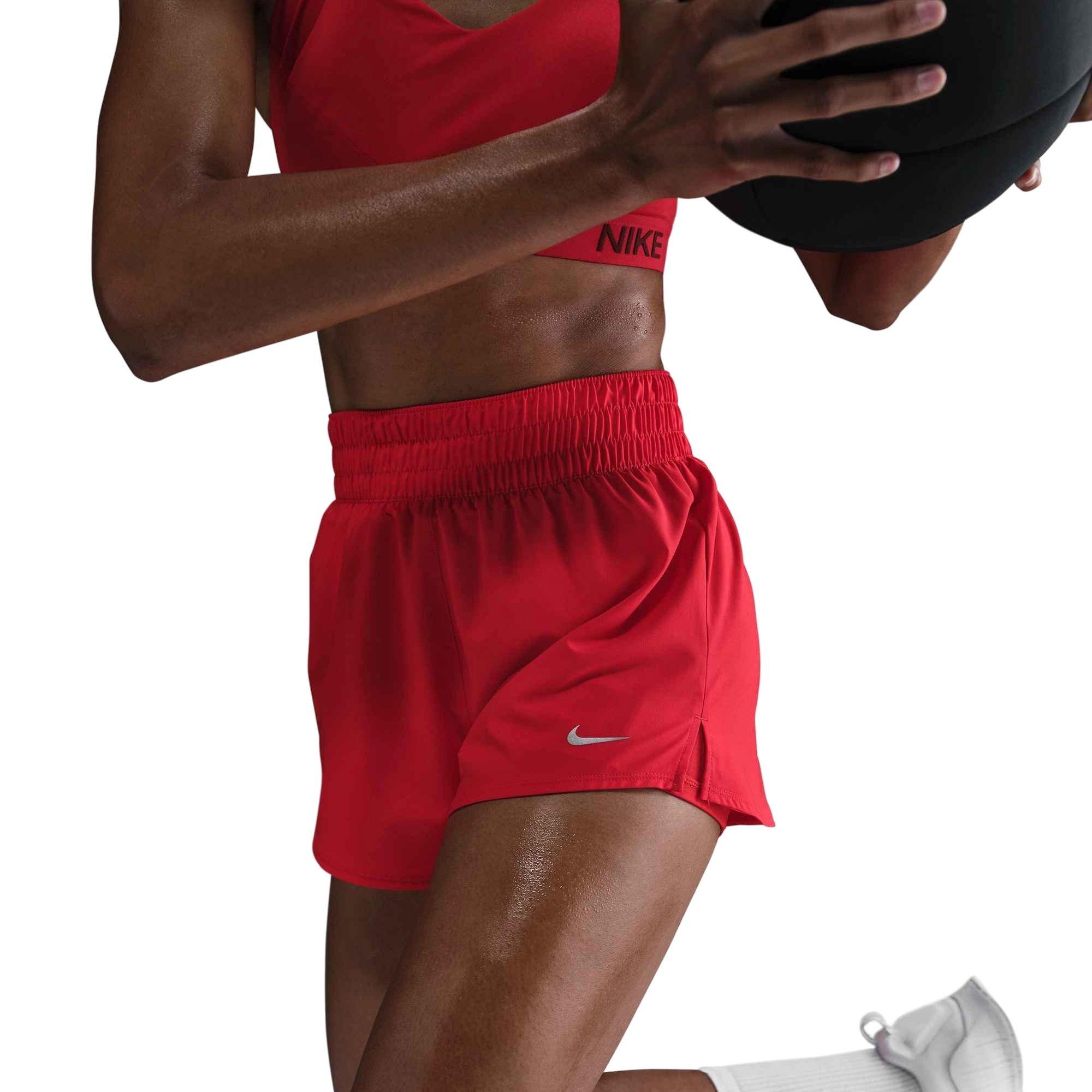 Nike Women's One Dri-FIT High-Waisted 3" 2-in-1 Shorts - Red - RED Thumbnail View 3