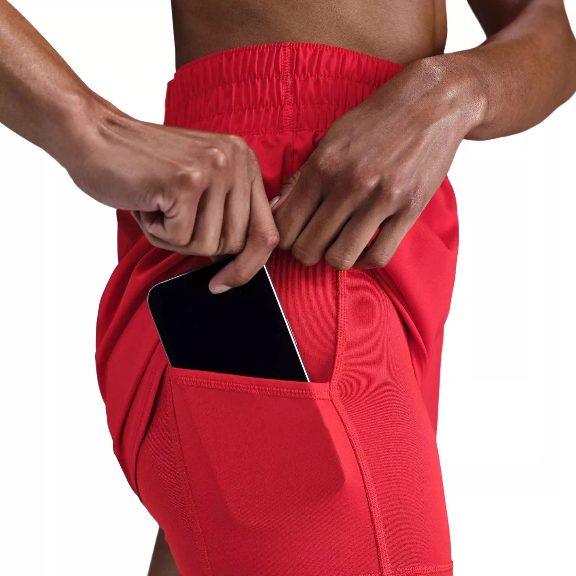 Nike Women's One Dri-FIT High-Waisted 3" 2-in-1 Shorts - Red - RED