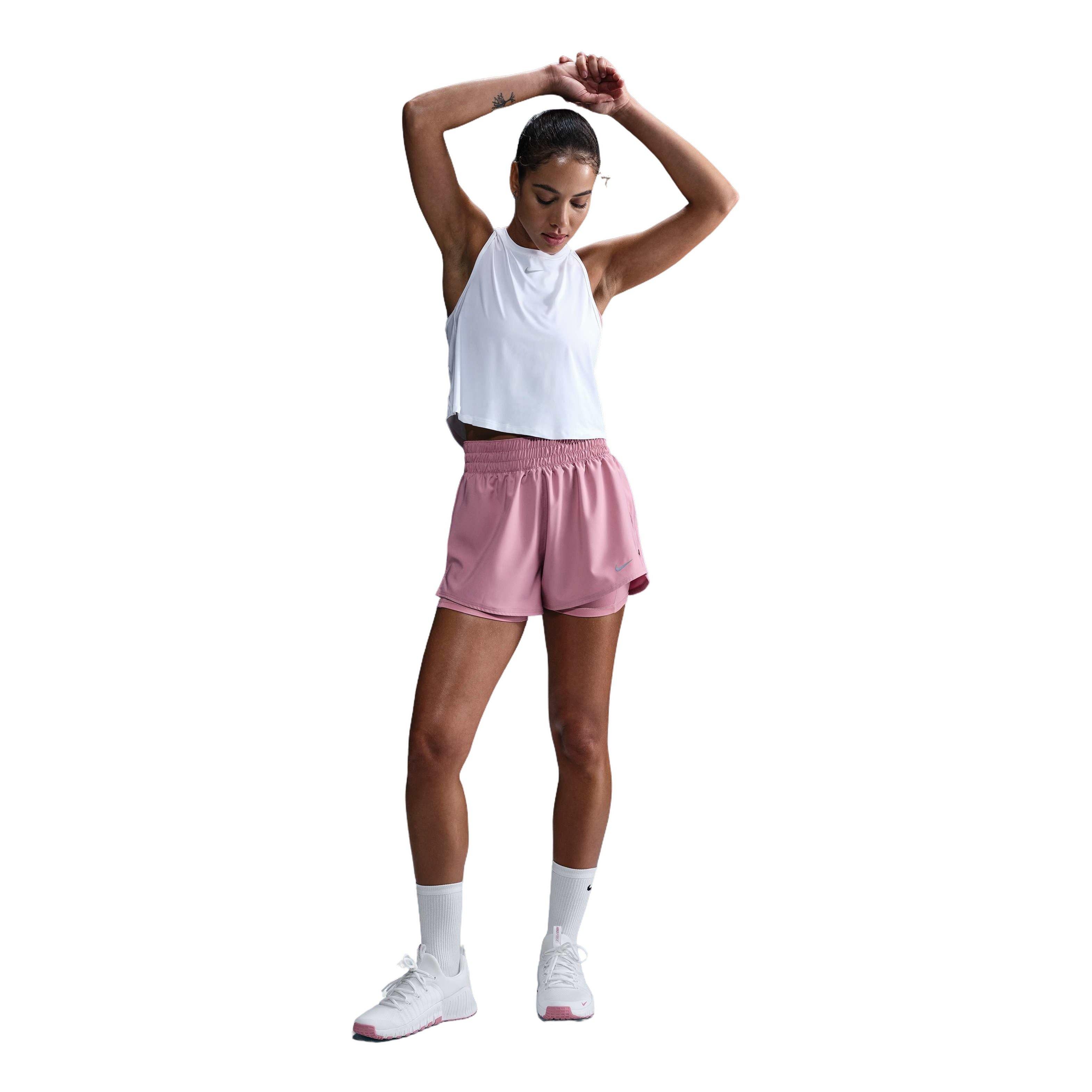 Nike Women's One Dri-FIT High-Waisted 3" 2-in-1 Shorts - Pink - PINK Thumbnail View 3