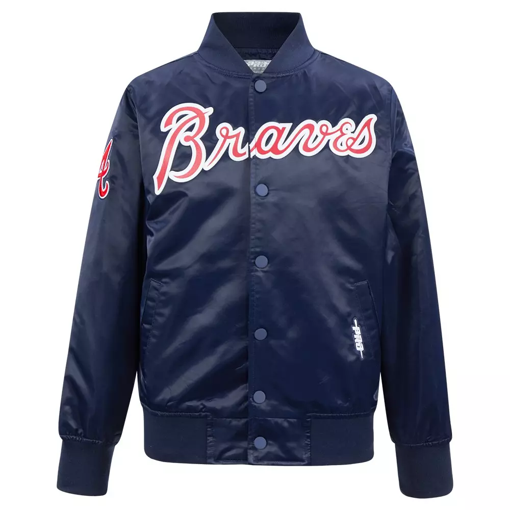 Pro Standard Big Boys' MLB Atlanta Braves Classic Satin Jacket - Navy - NAVY