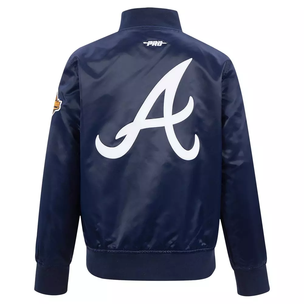 Pro Standard Big Boys' MLB Atlanta Braves Classic Satin Jacket -Navy - NAVY