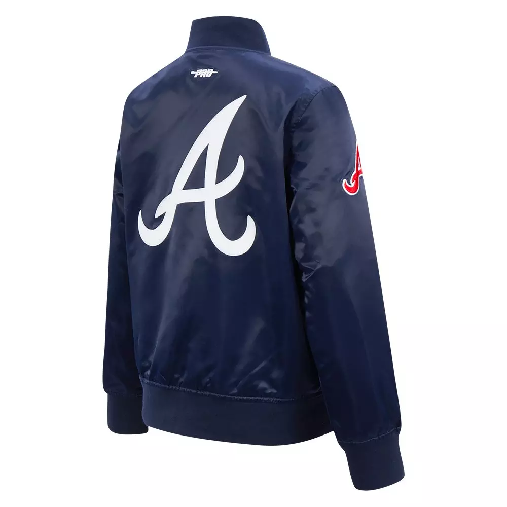 Pro Standard Big Boys' MLB Atlanta Braves Classic Satin Jacket -Navy - NAVY