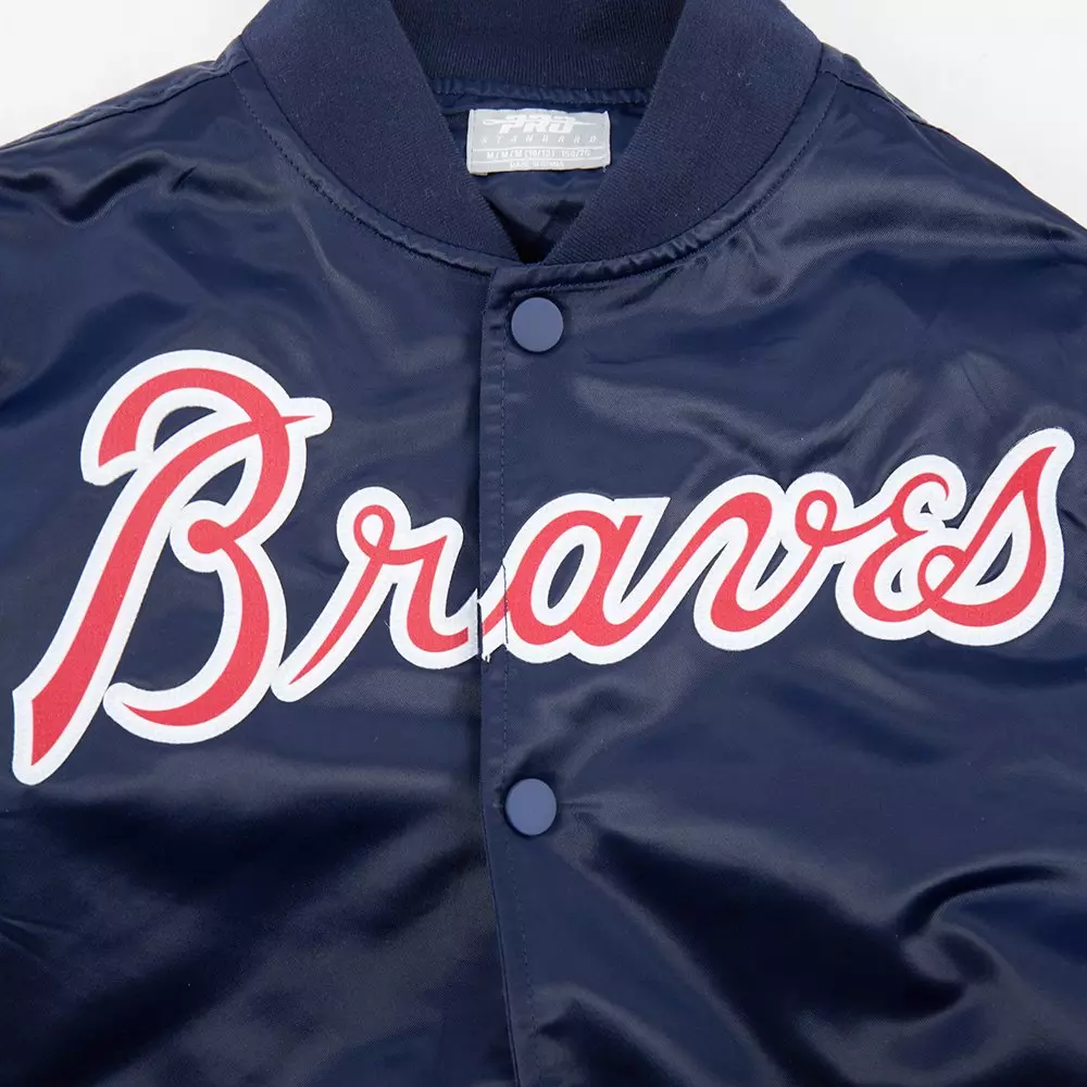 Pro Standard Big Boys' MLB Atlanta Braves Classic Satin Jacket -Navy - NAVY
