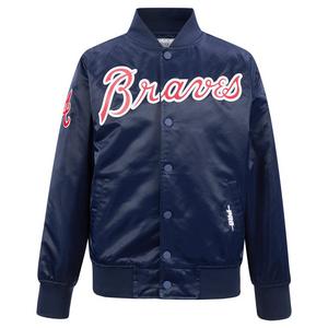Pro Standard Big Boys' MLB Atlanta Braves Classic Satin Jacket -Navy