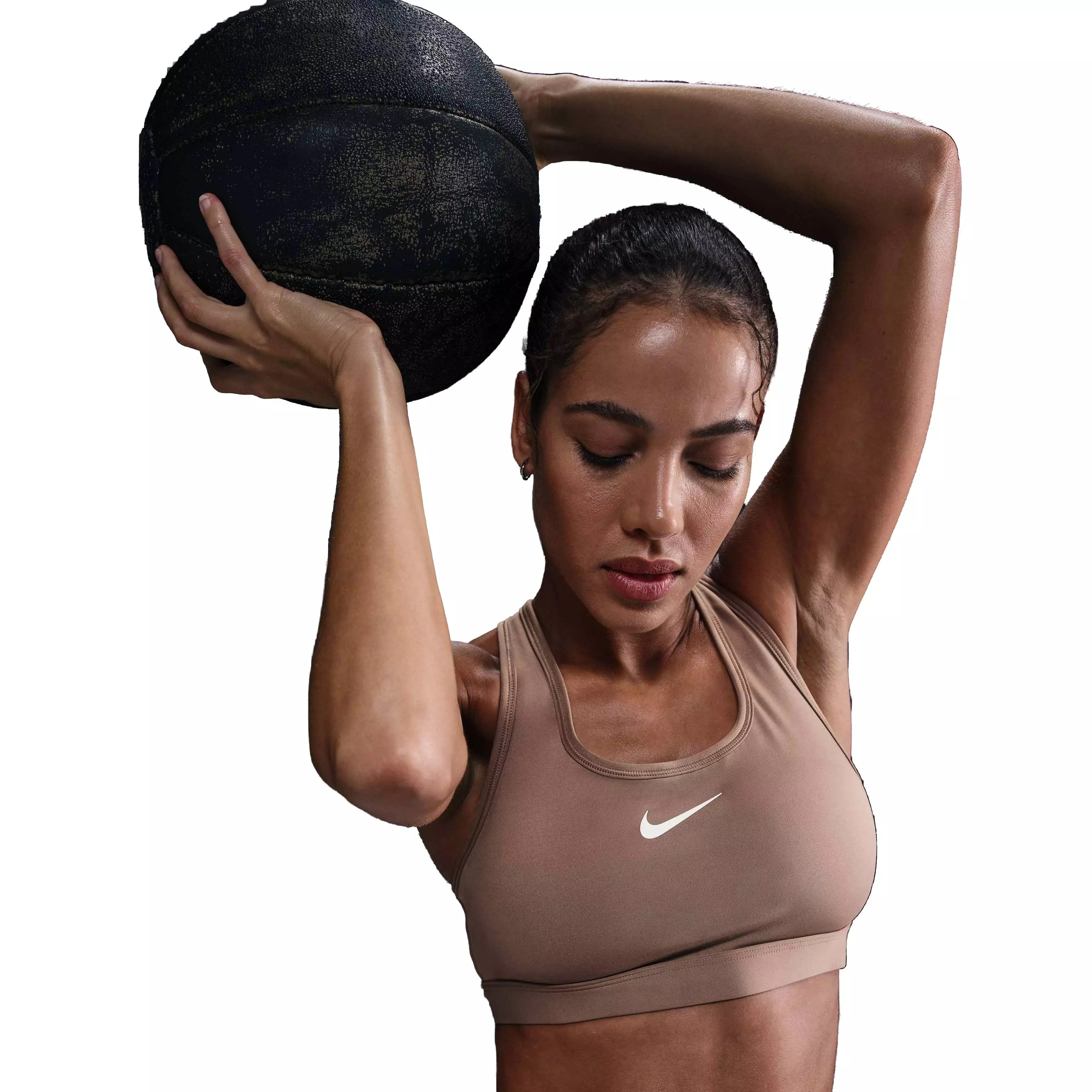 Nike Women's Swoosh Medium Support Padded Sports Bra - Brown - BROWN