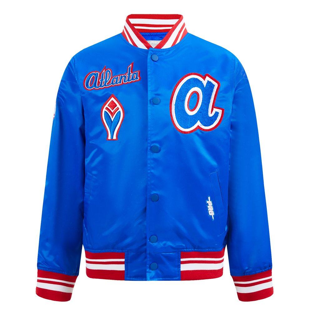 Pro Standard Big Boys' MLB Atlanta Braves Retro Classic Rib Satin Jacket - Royal - ROYAL Thumbnail View 1