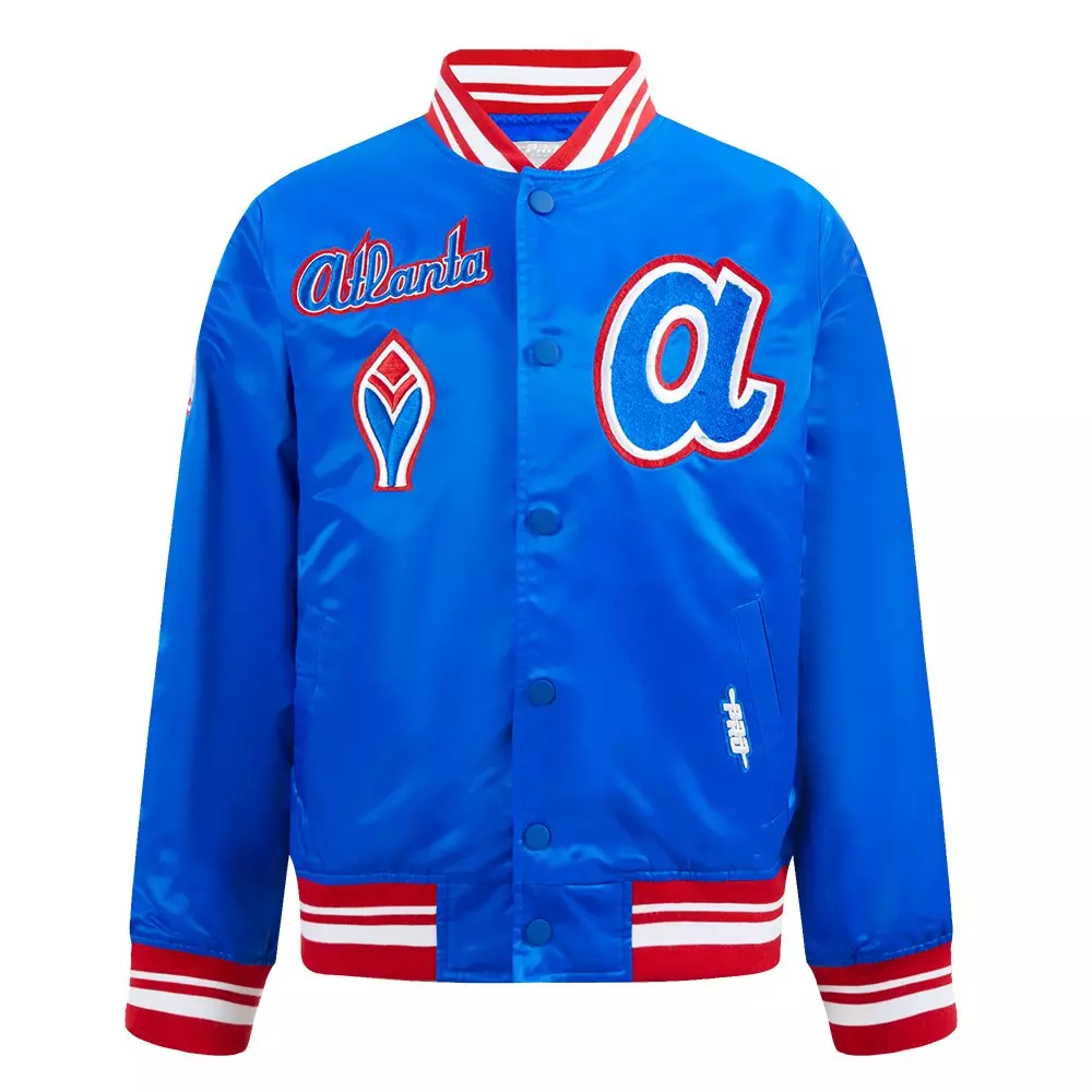 Pro Standard Big Boys' MLB Atlanta Braves Retro Classic Rib Satin Jacket - Royal - ROYAL