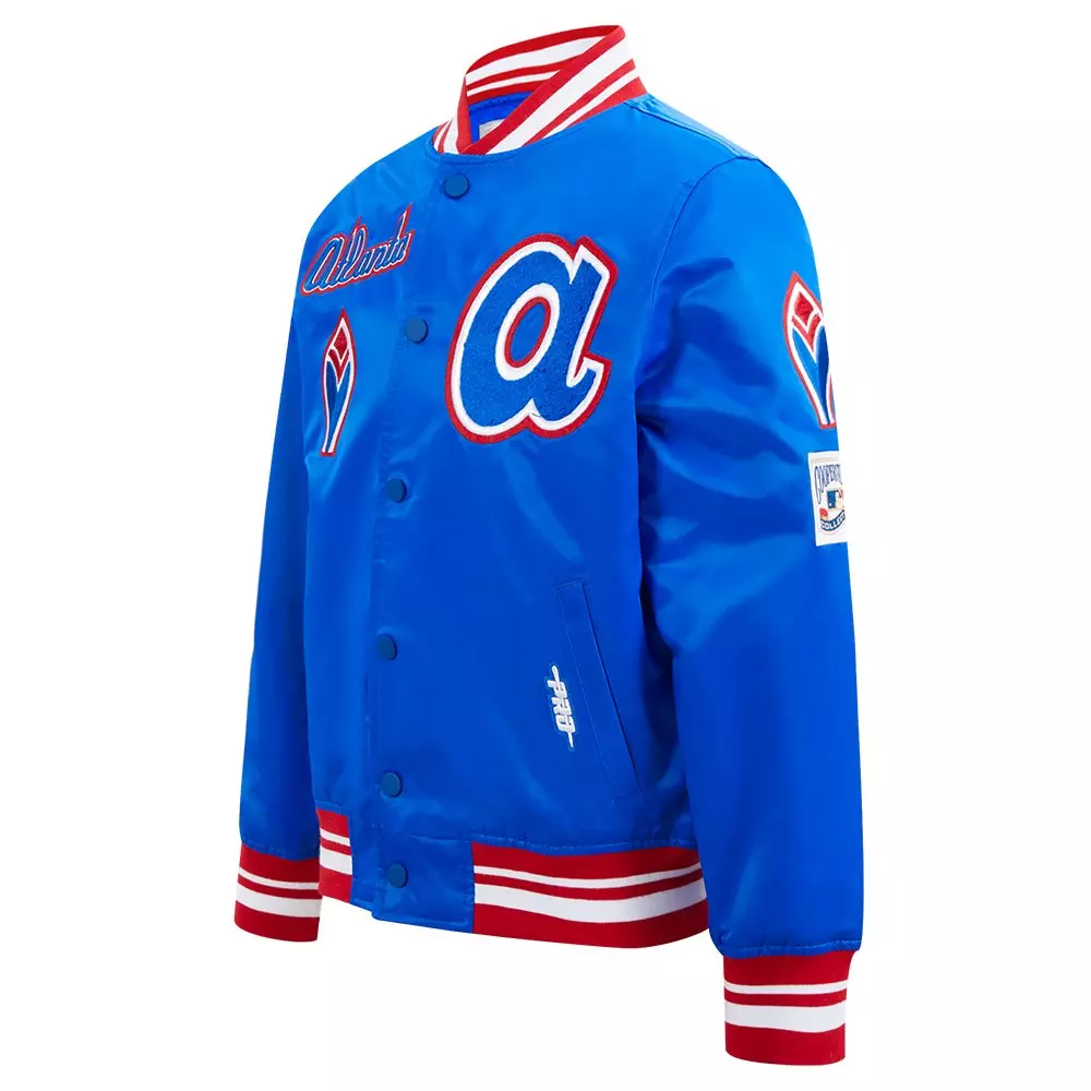 Pro Standard Big Boys' MLB Atlanta Braves Retro Classic Rib Satin Jacket - Royal - ROYAL