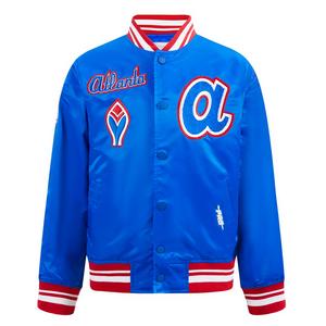 Pro Standard Big Boys' MLB Atlanta Braves Retro Classic Rib Satin Jacket -Royal
