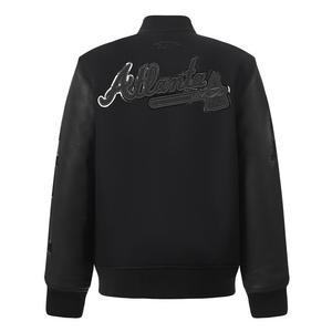 Pro Standard Big Boys' MLB Atlanta Braves Triple Black Wool Varsity Jacket