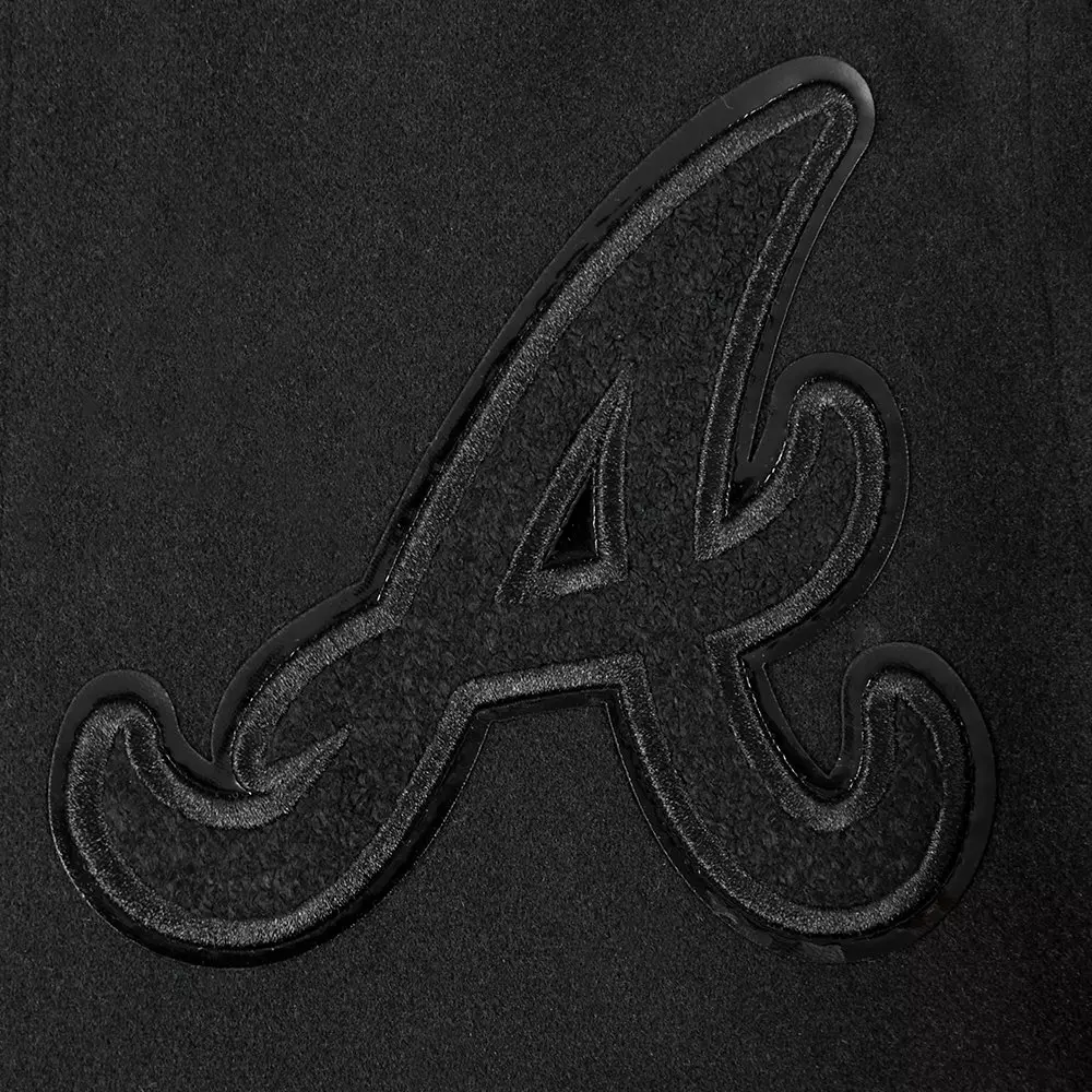 Pro Standard Big Boys' MLB Atlanta Braves Triple Black Wool Varsity Jacket - BLACK