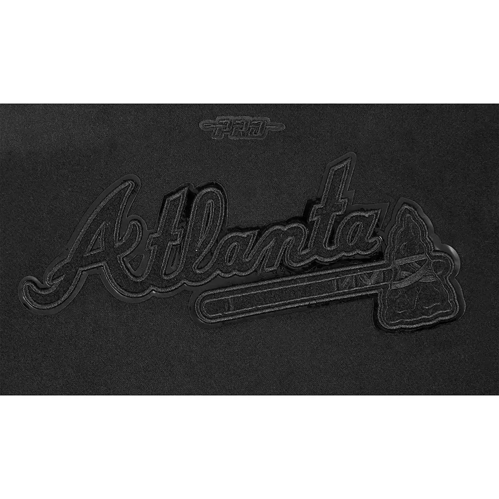 Pro Standard Big Boys' MLB Atlanta Braves Triple Black Wool Varsity Jacket - BLACK