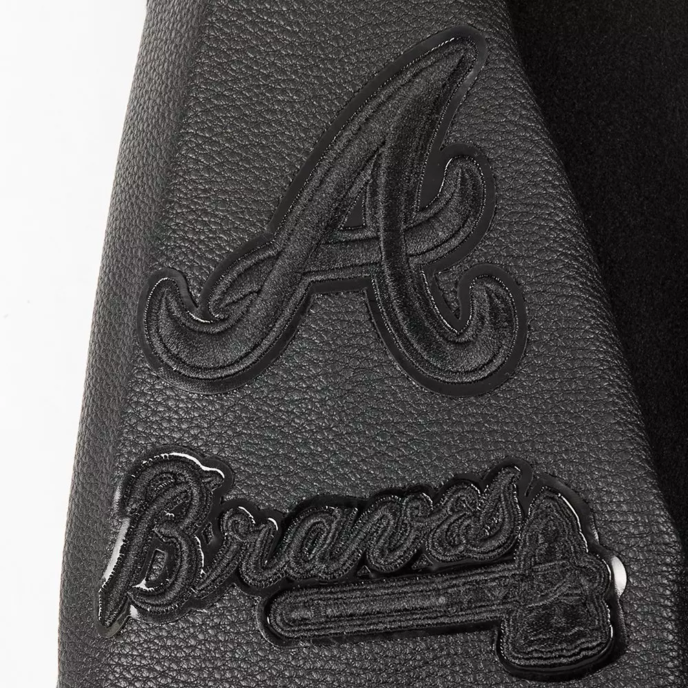 Pro Standard Big Boys' MLB Atlanta Braves Triple Black Wool Varsity Jacket - BLACK